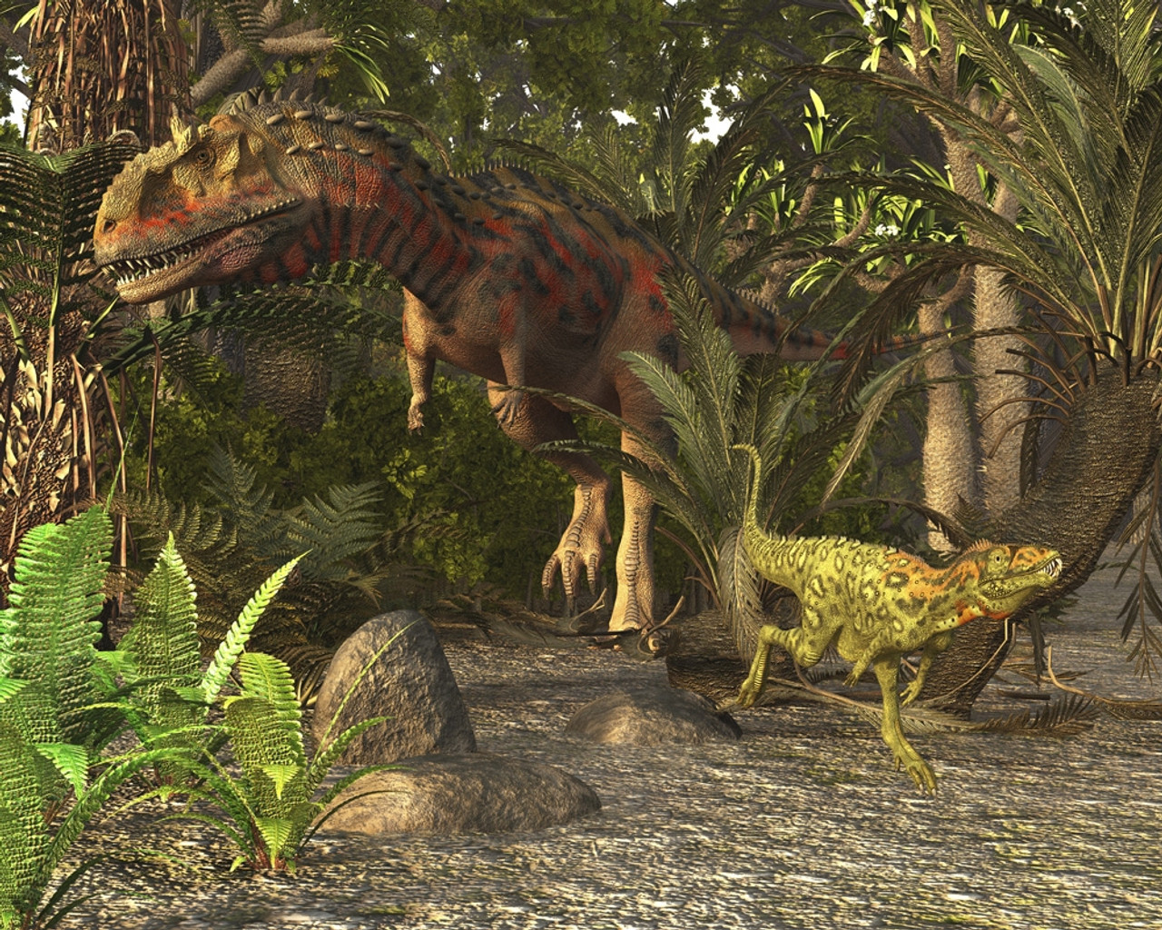 Majungasaurus And Masiakasaurus Of Late Cretaceous Madagascar. Poster Print By Arthur Dorety Stocktrek Image # VARPSTADR600102P
