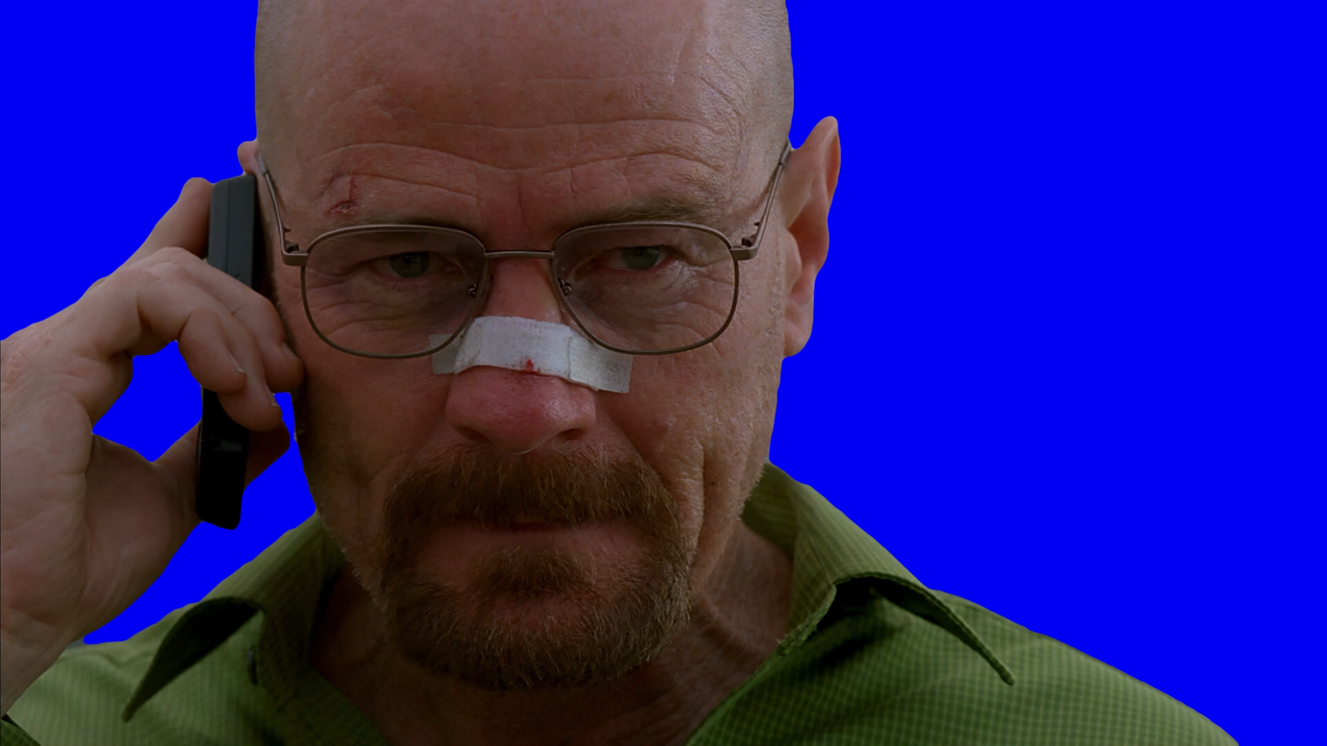 Walter White saying I Won meme Bad (Blue Screen) (Green S