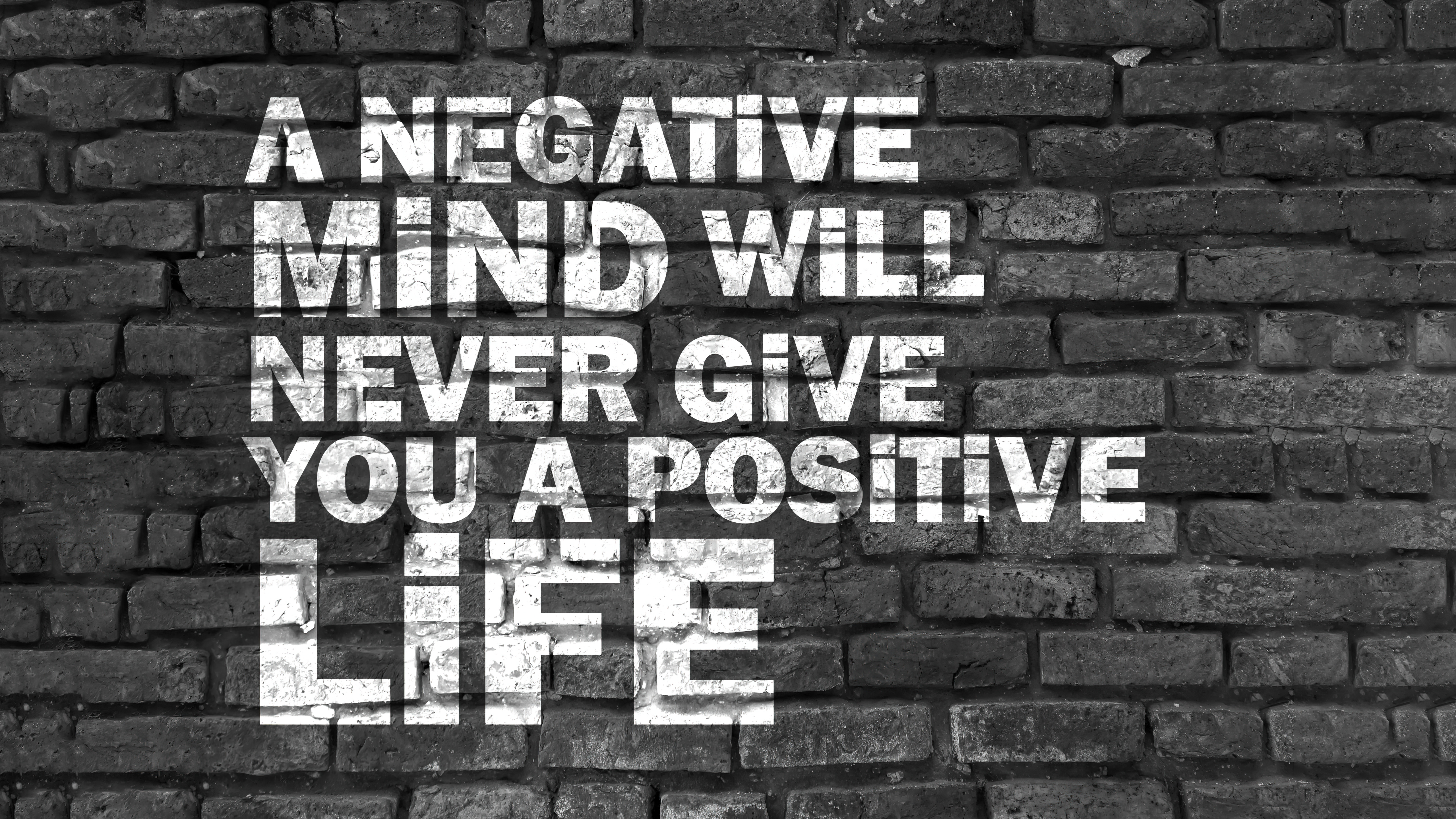 Positivity quotes Wallpaper 4K, Brick wall, Monochrome, 5K
