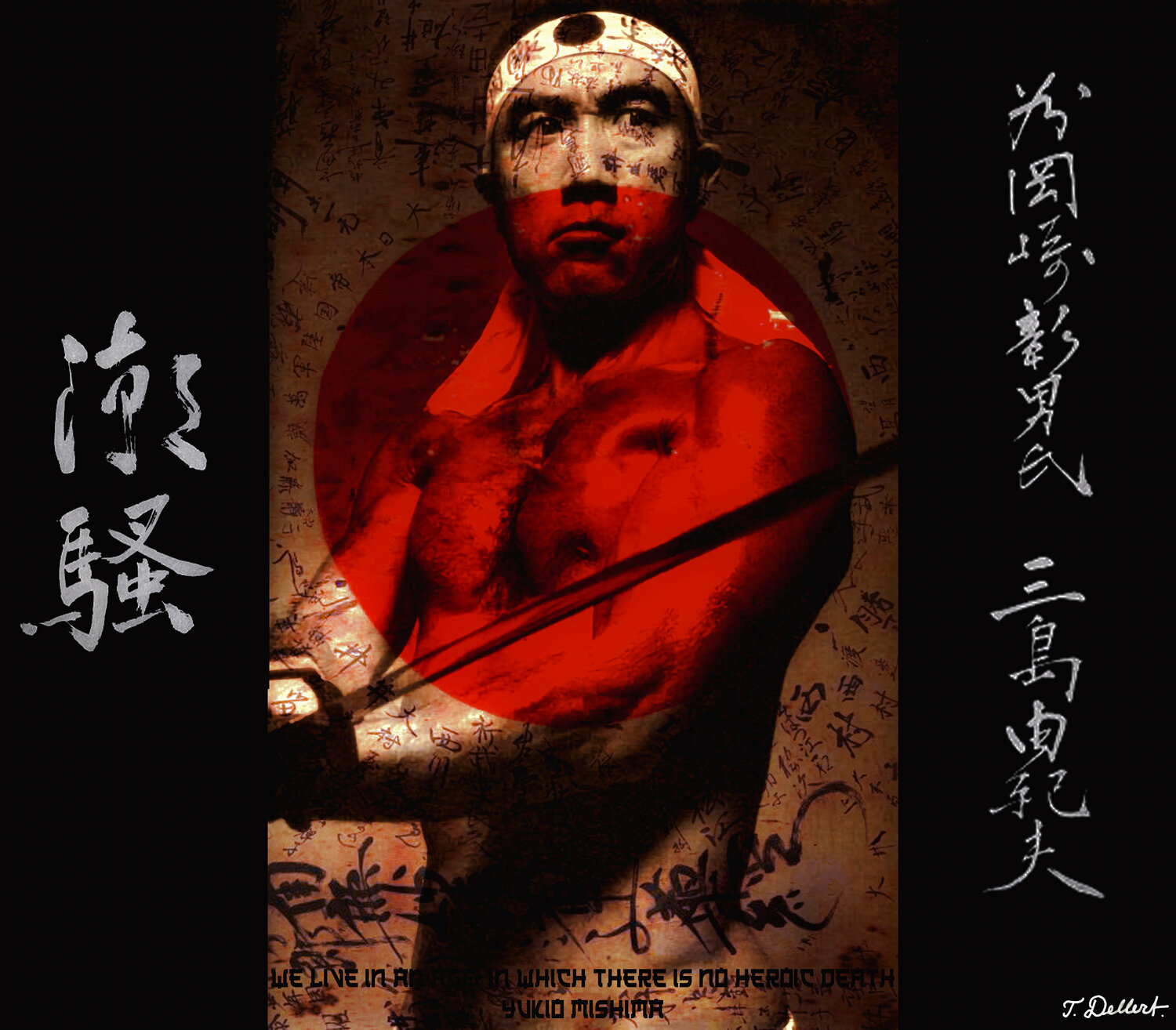 YUKIO MISHIMA Poetic Samurai Dellertée print on Paper
