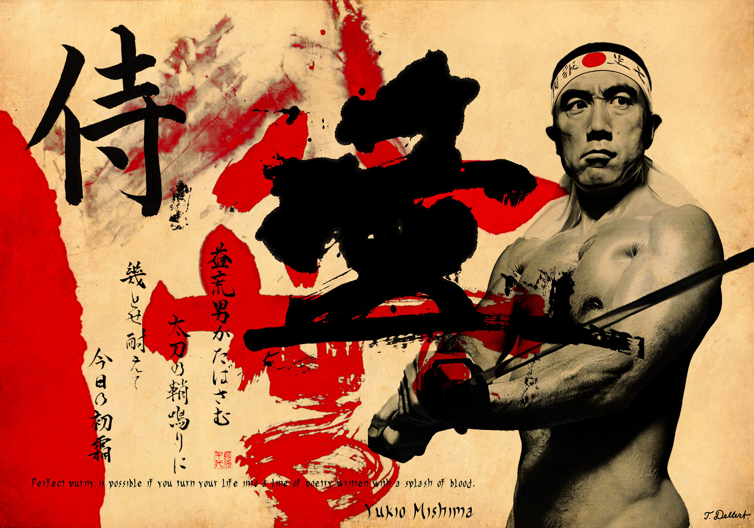 Portrait of Japanese multi artist Yukio Mishima Dellert on Paper