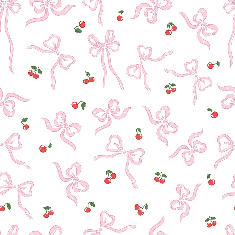 Sweet Cherry Bows Wallpaper in Pink & Red