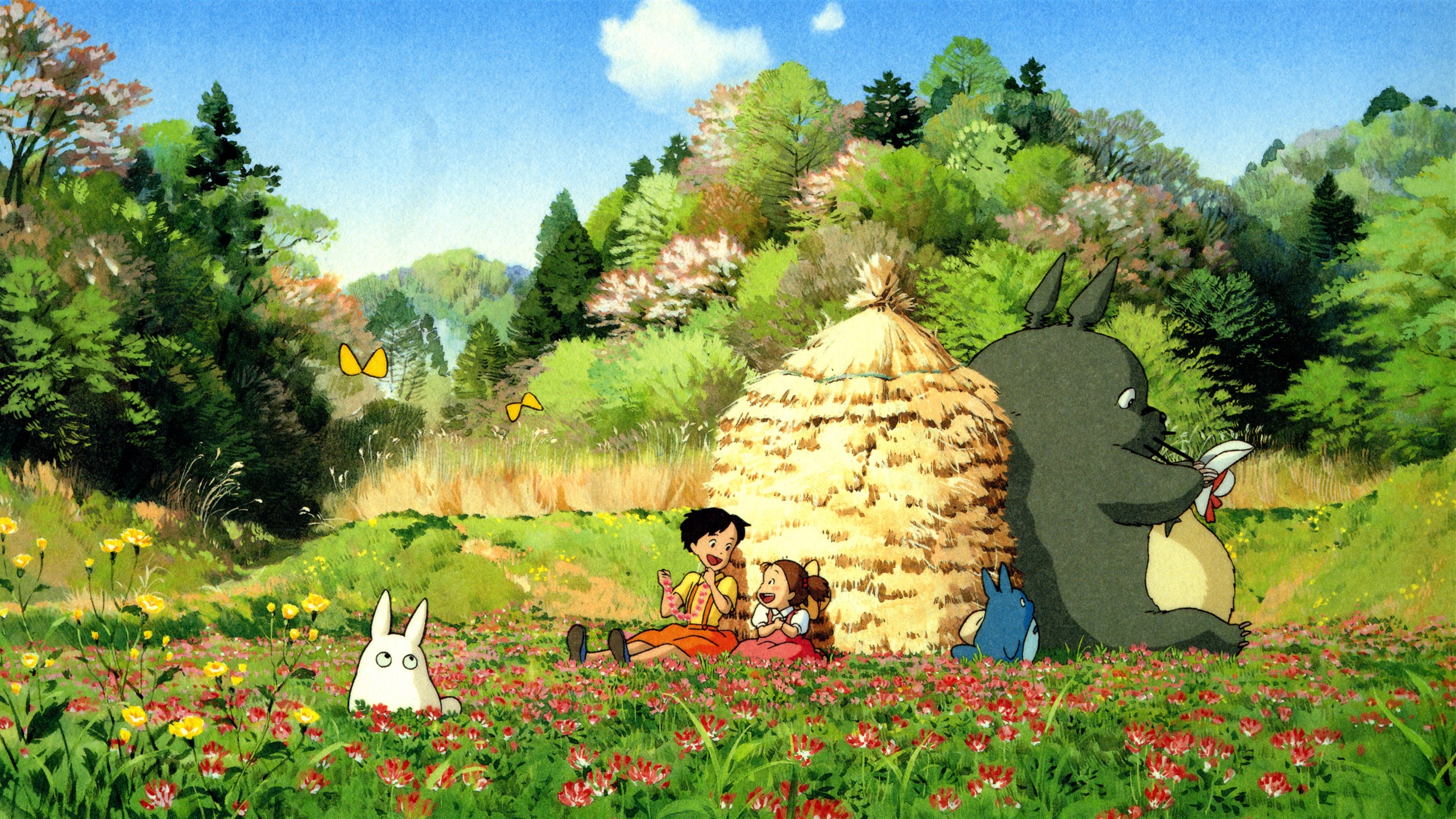 Wallpaper My Neighbor Totoro, beautiful countryside, Japanese anime 5120x2880 UHD 5K Picture, Image