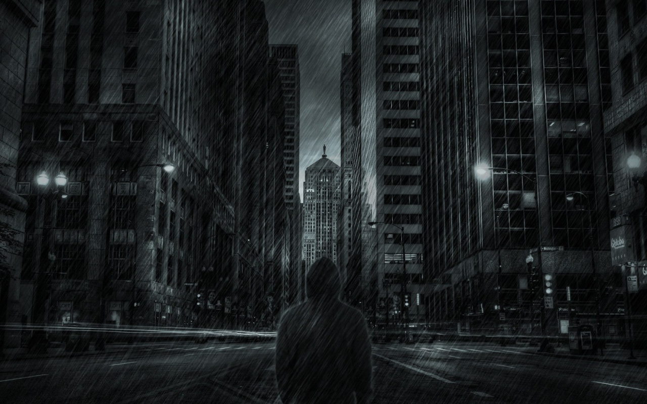 Night rainy city Desktop wallpaper 1280x800