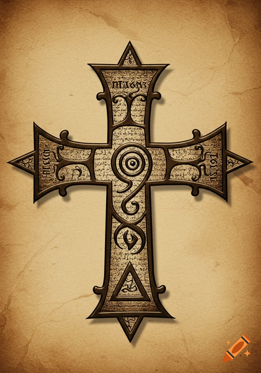 Detailed crusader cross of Jerusalem on grey wallpaper on Craiyon