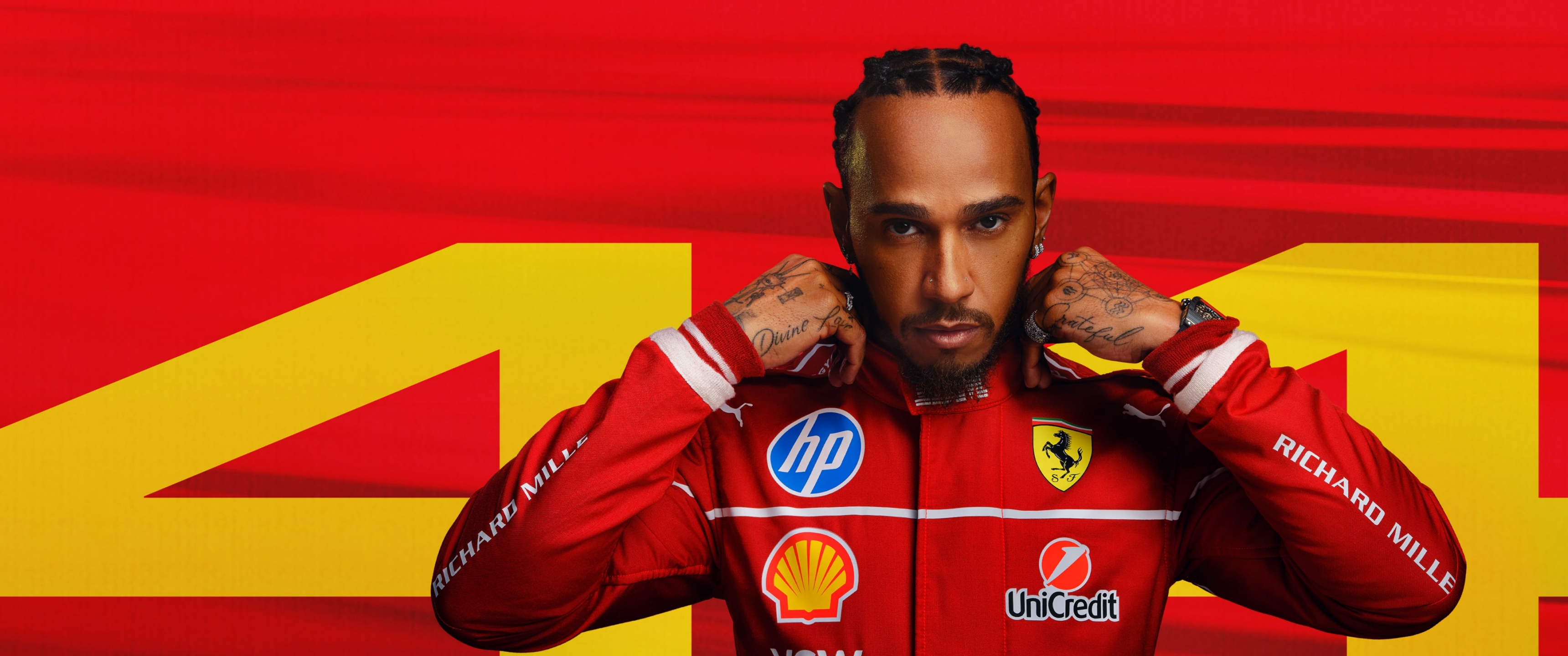 Lewis Hamilton Wallpaper 4K, F1 25, 2025 Games, Red background