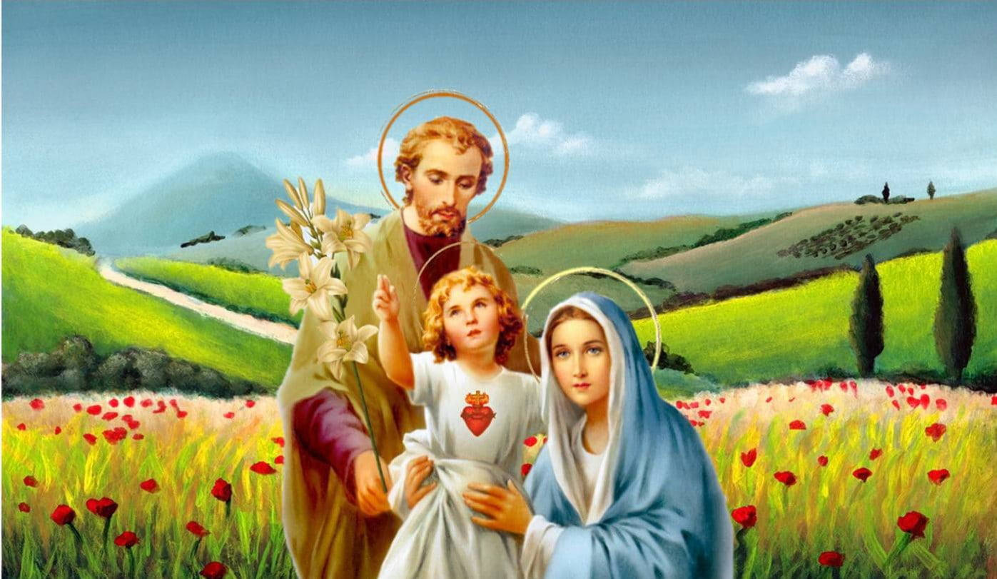 Download Mary And Jesus Field Wallpaper