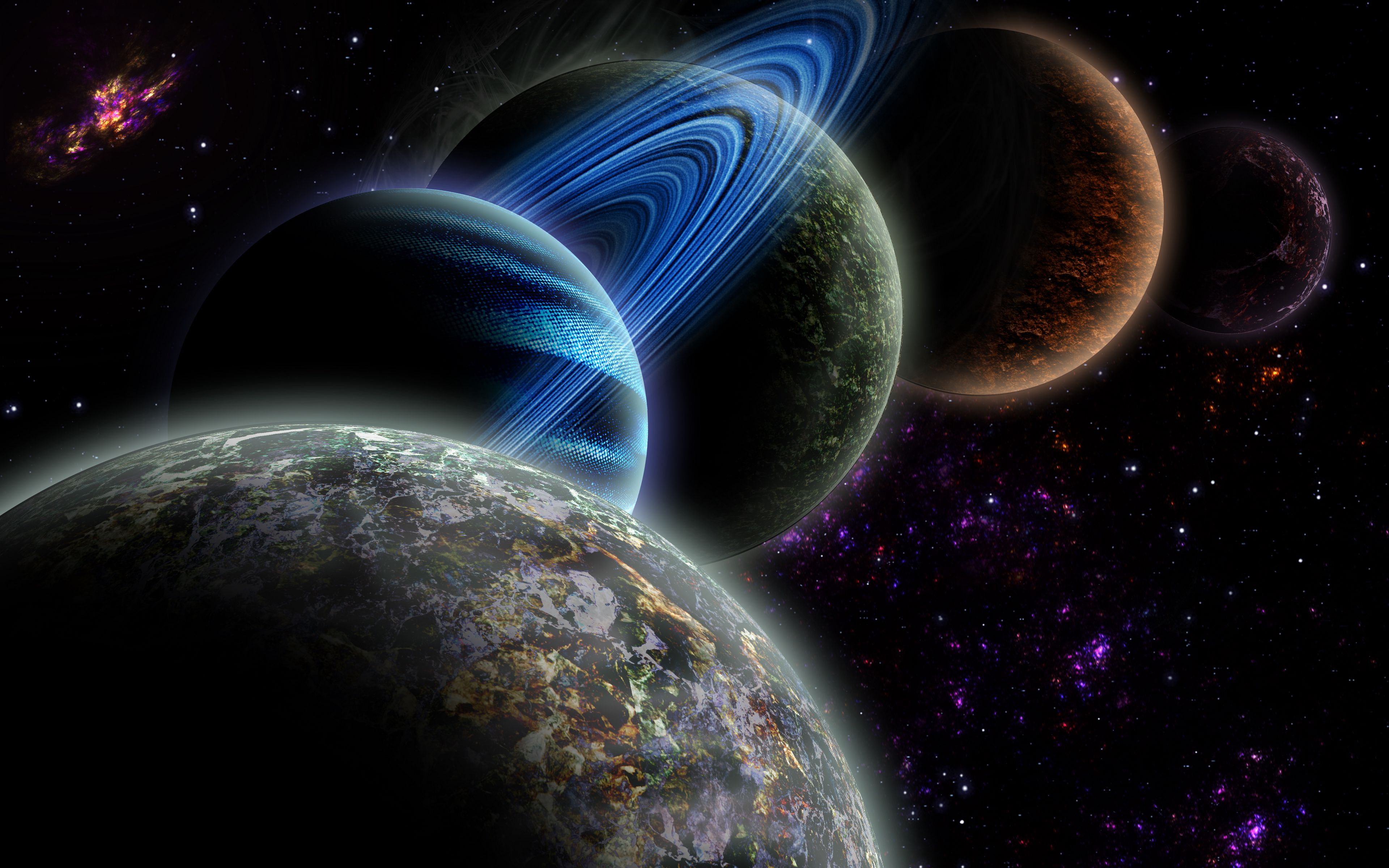 Download wallpaper 3840x2400 planets, galaxy, stars, space, universe 4k ultra HD 16:10 HD background