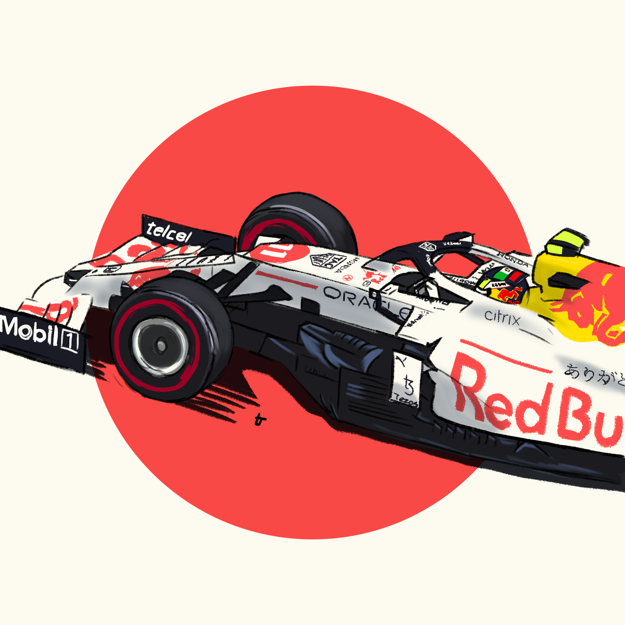 Sketch I made of Checo's white Red Bull