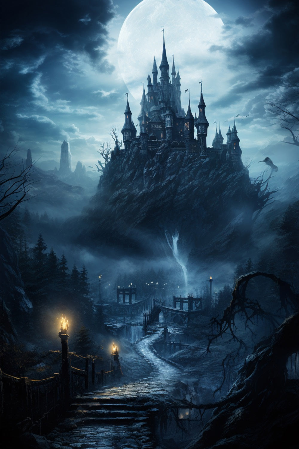 Backdrop Ideas For Halloween Gothic Castle Misty Mountain Backdrop BRP10 224