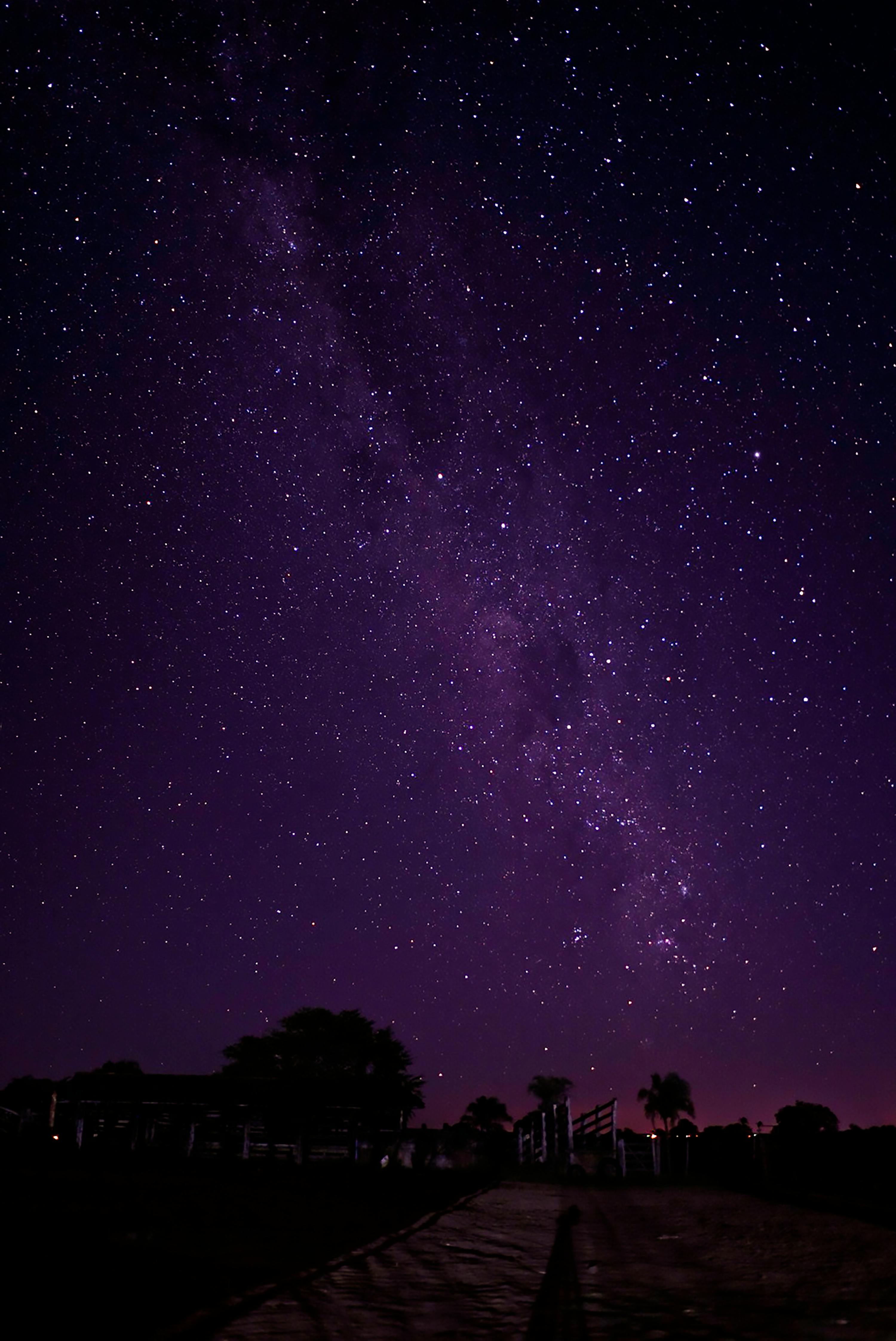 Purple Toned Image of Night Sky with Stars · Free