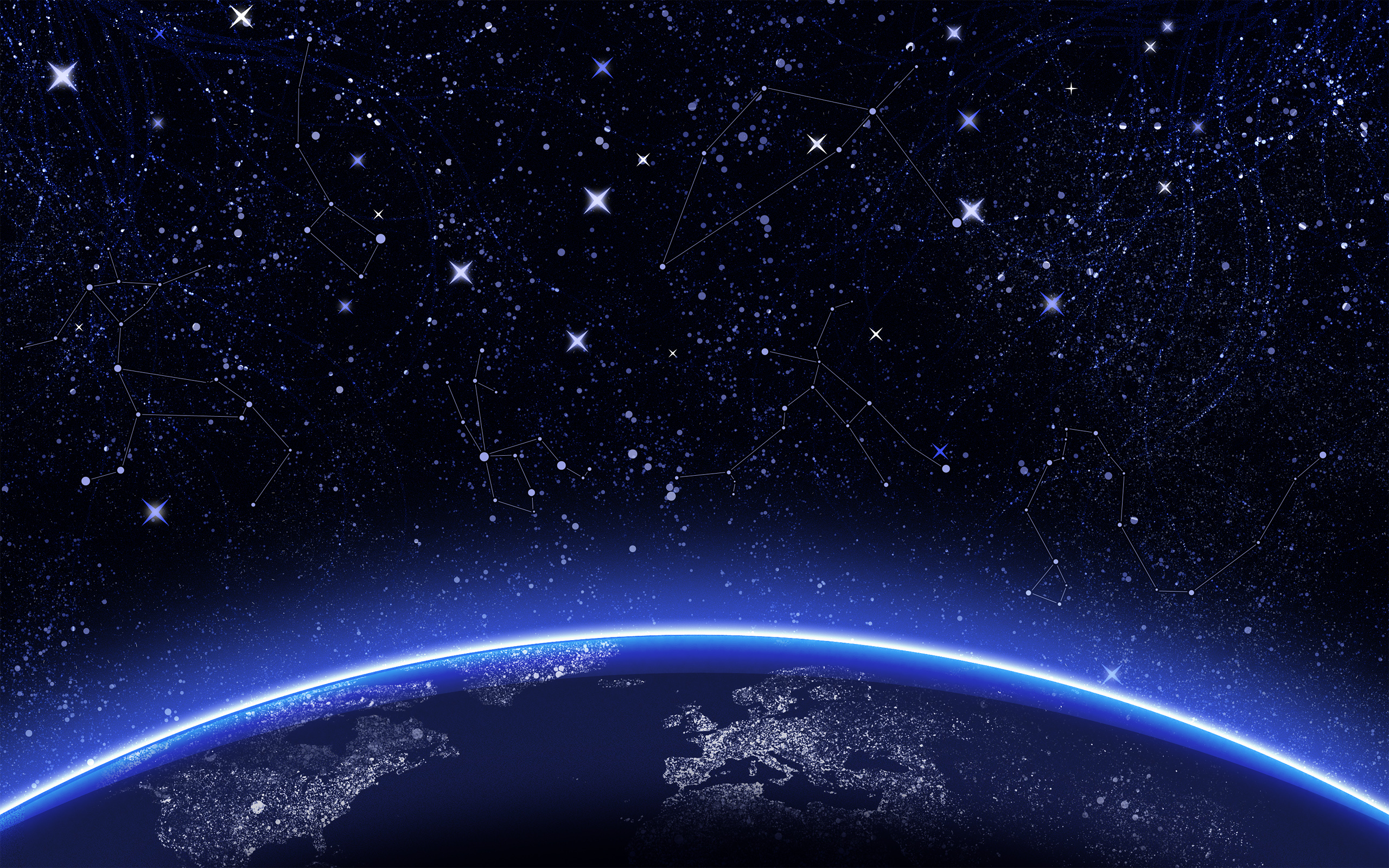 Wallpaper Blue and White Light in Black and White Galaxy, Background Free Image