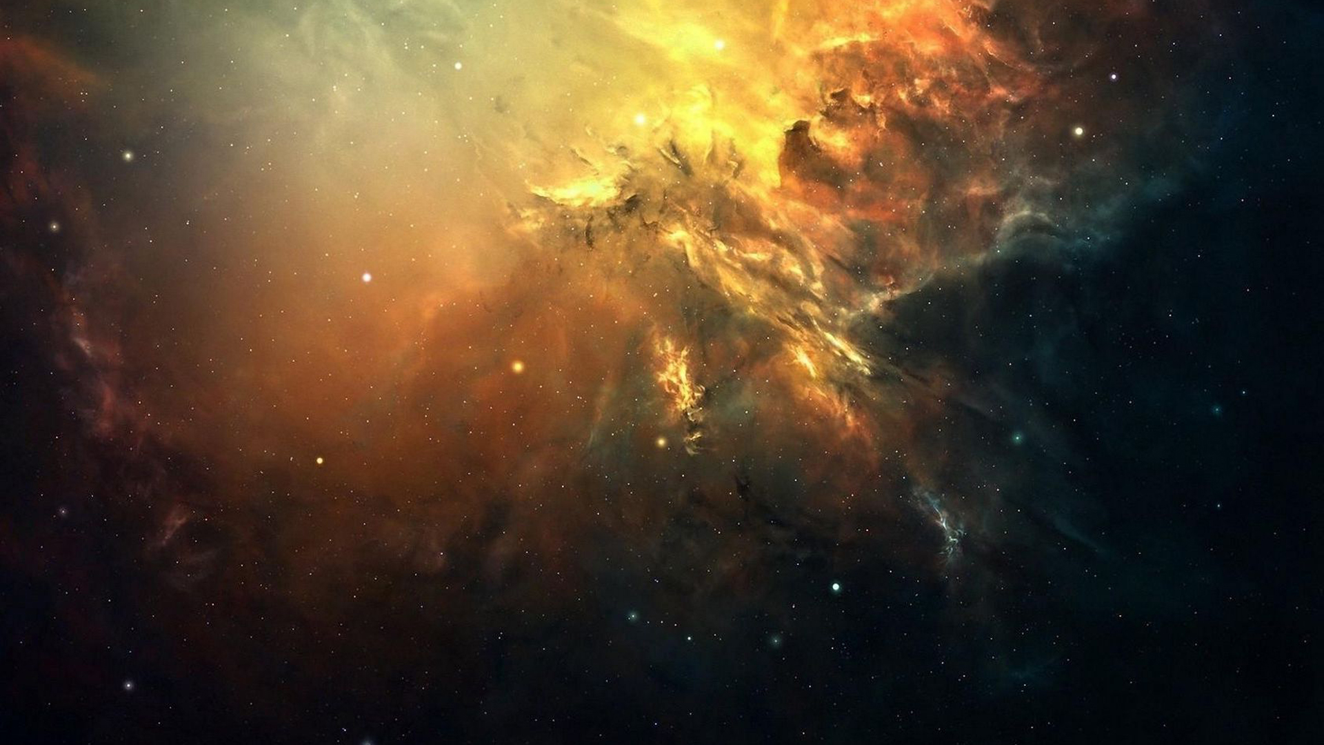 Yellow Black Galaxy Space Light Stars Nebula HD Space Wallpaper