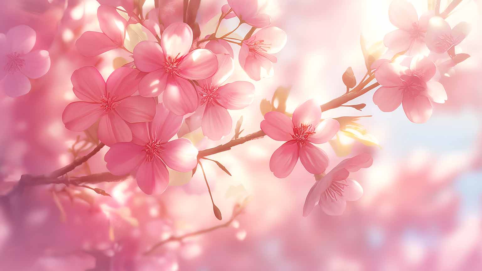 Sakura Bloom Pink Cherry Blossoms 4K Desktop Wallpaper