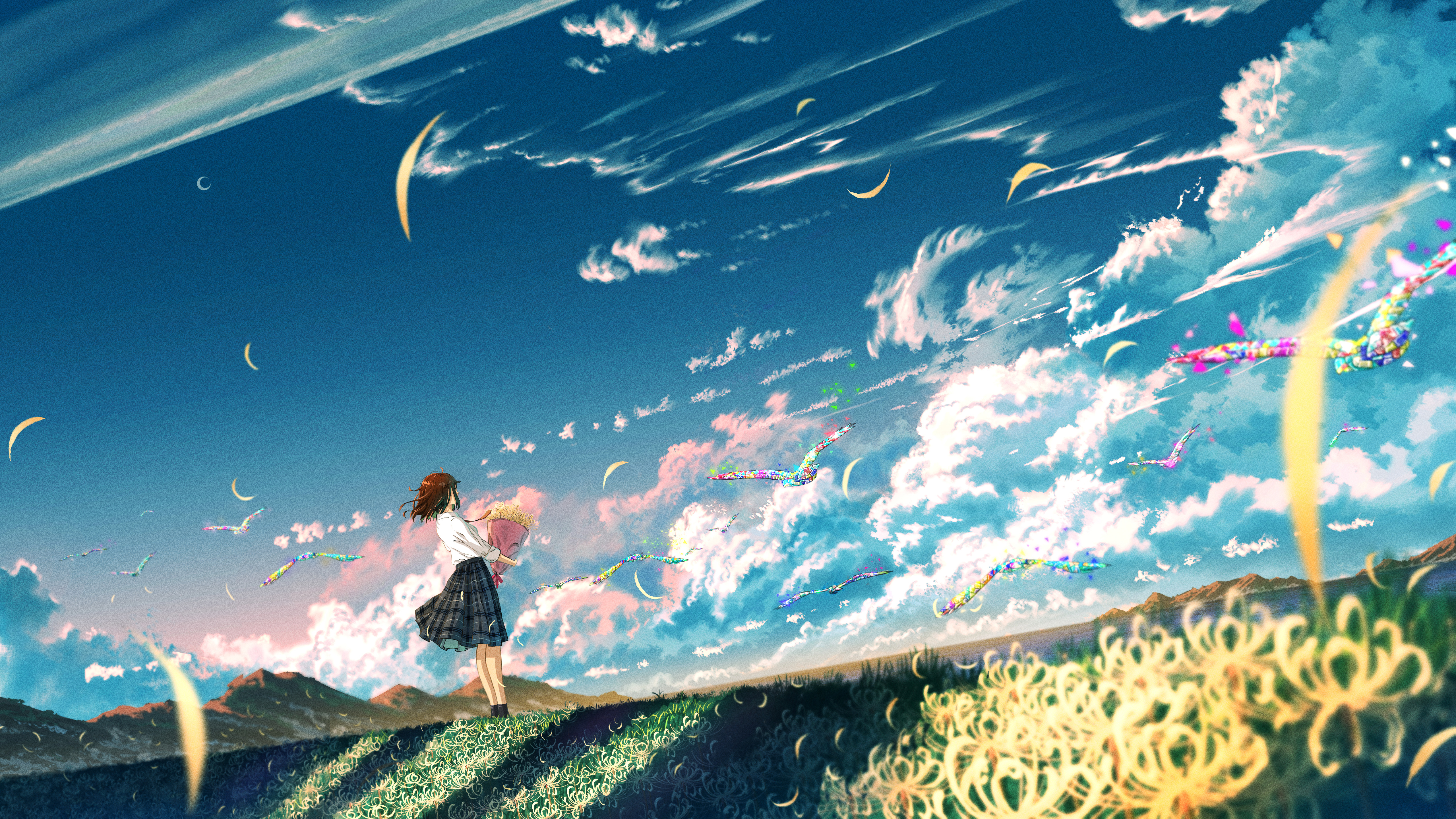 Anime girl Wallpaper 4K, Landscape, Dreamlike