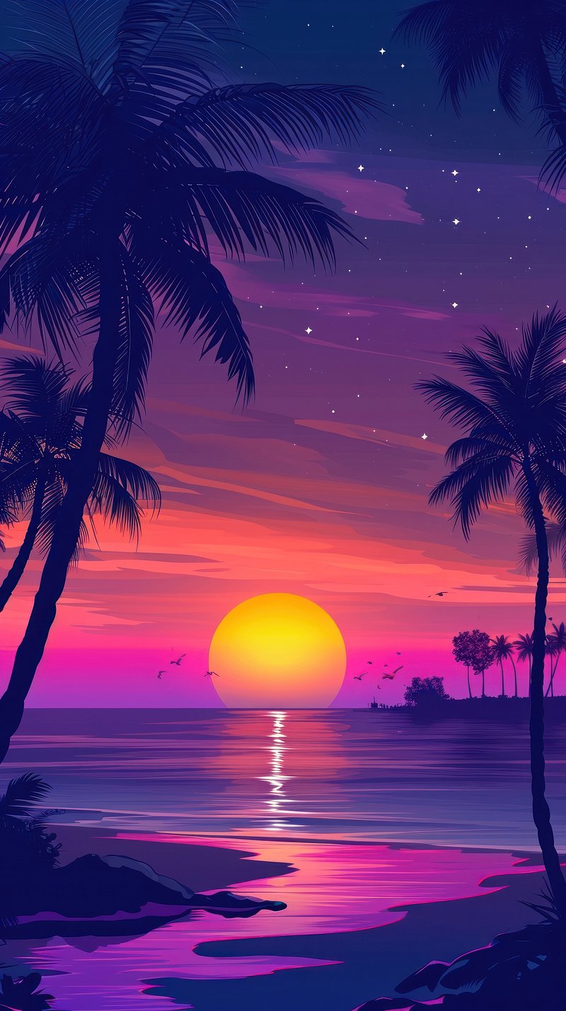 Purple Summer Sunset Image Wallpaper