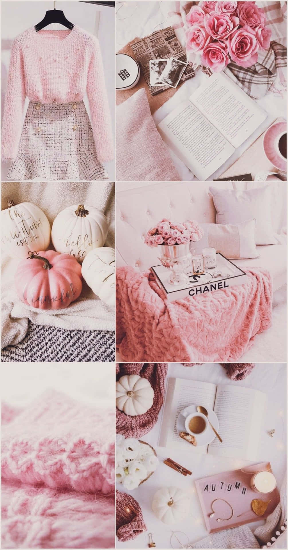 Download Pink Autumn Aesthetic Collage Wallpaper