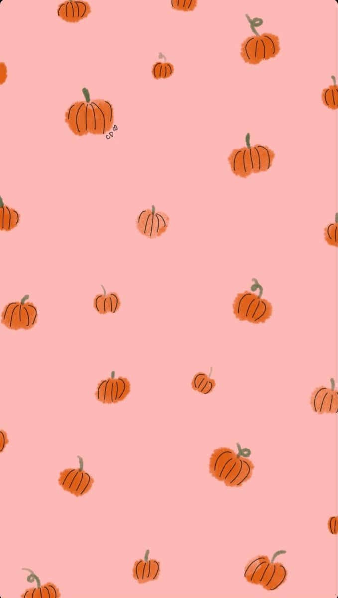 Cute Halloween Wallpaper with Pink Background and Orange Pumpkins