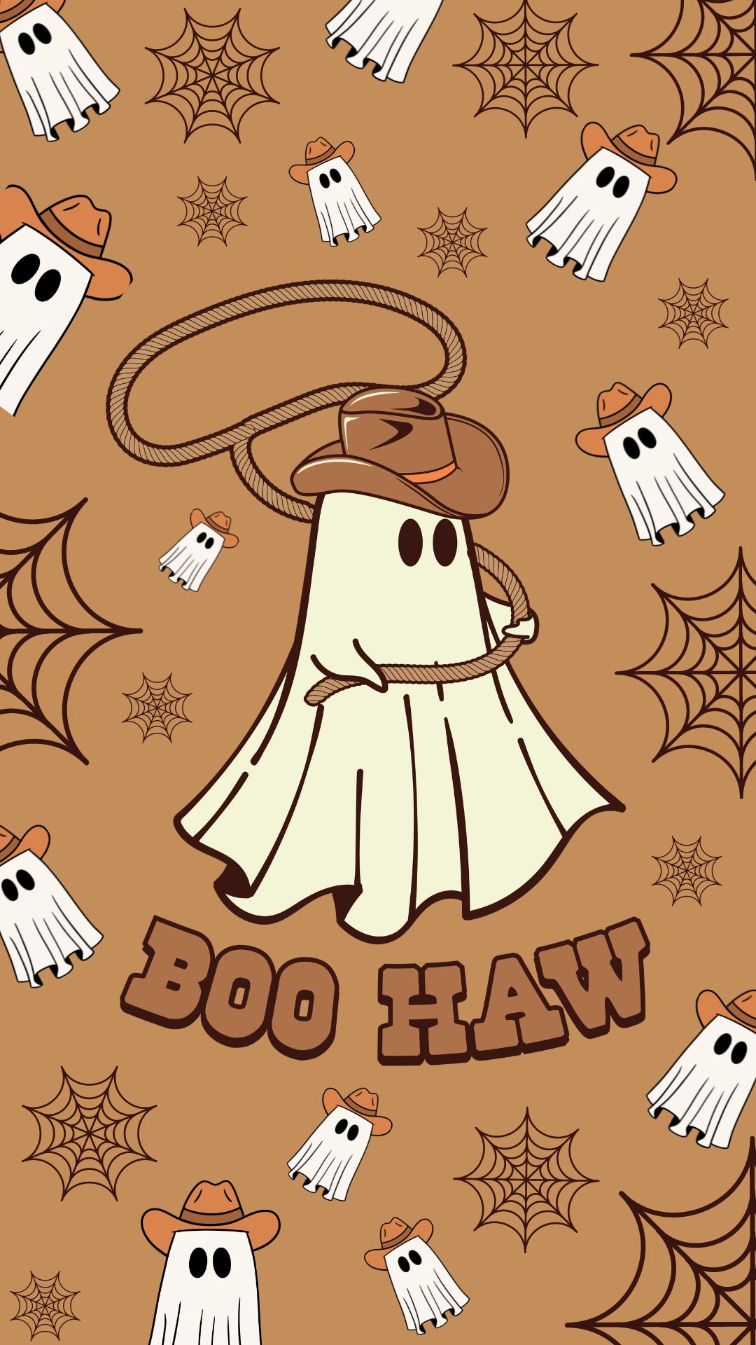 Retro Cowboy Ghost Phone Wallpaper: Spooky Western Theme (digital Download)