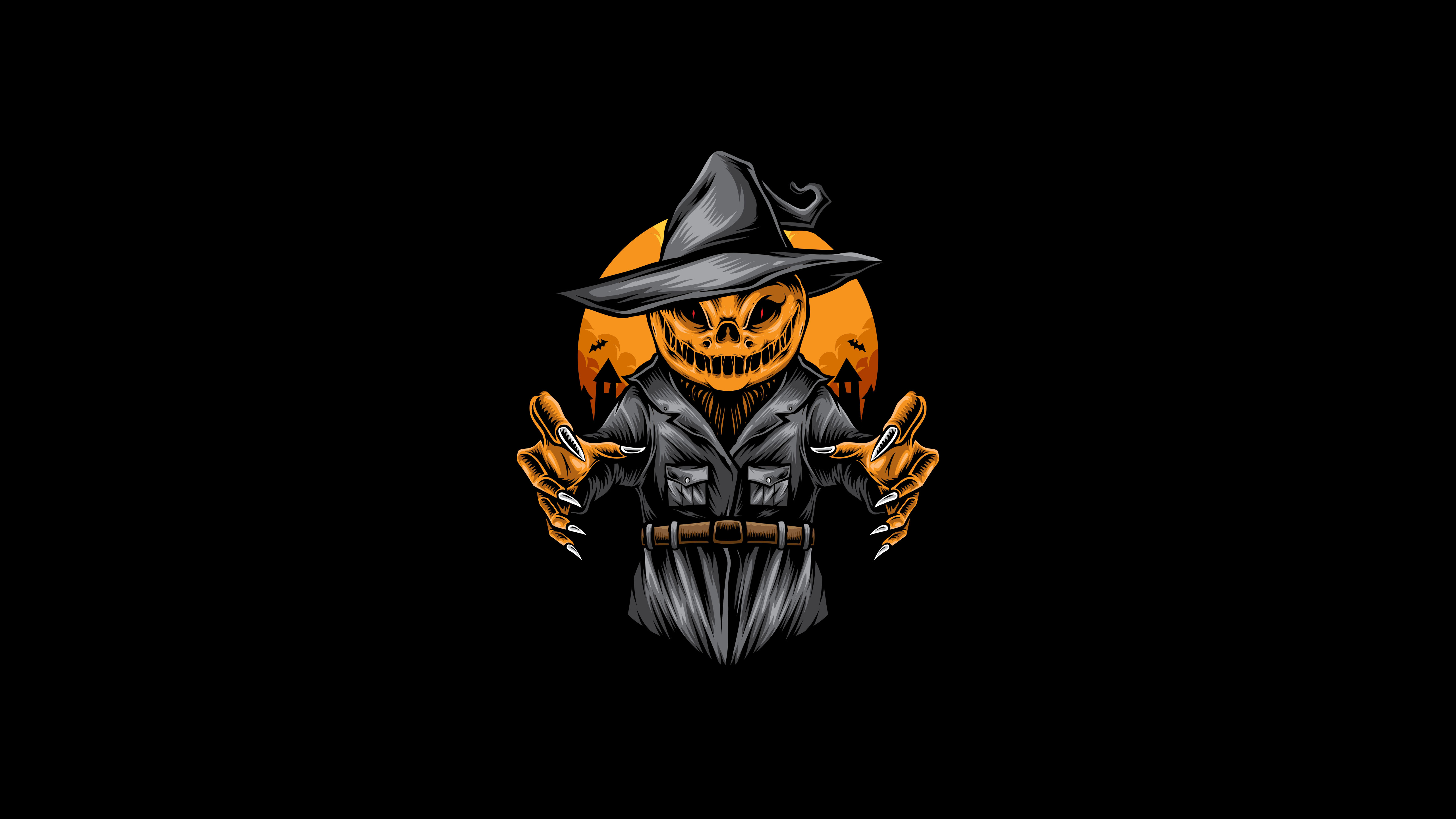 Halloween Pumpkin Wallpaper 4K, AMOLED, Scary, Black background