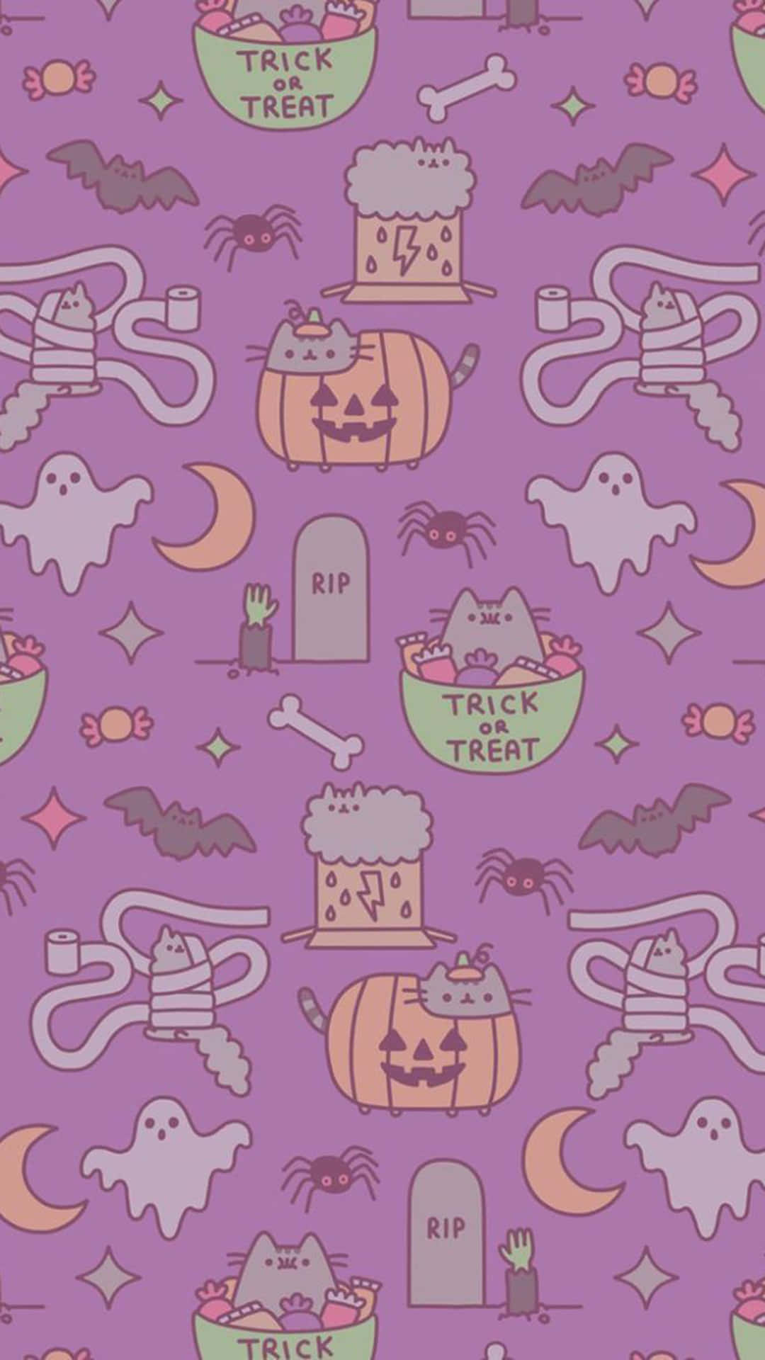 Download Purple Halloween Pattern Cute Elements Wallpaper