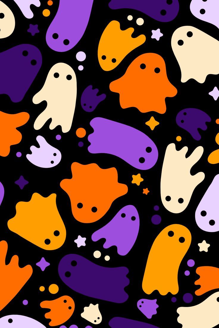 Cute Halloween Kawaii Ghost Background