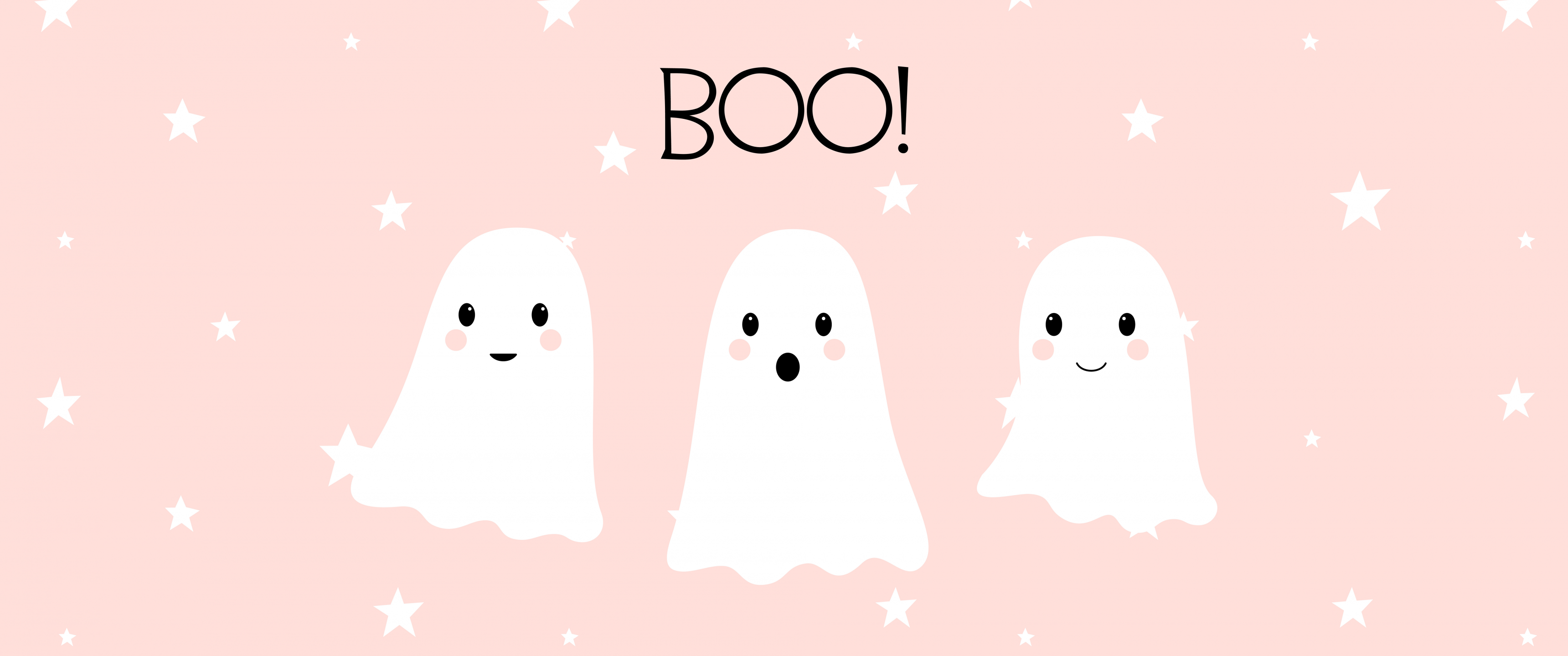 Cute Halloween Wallpaper 4K, Kawaii cartoon, Cute ghost