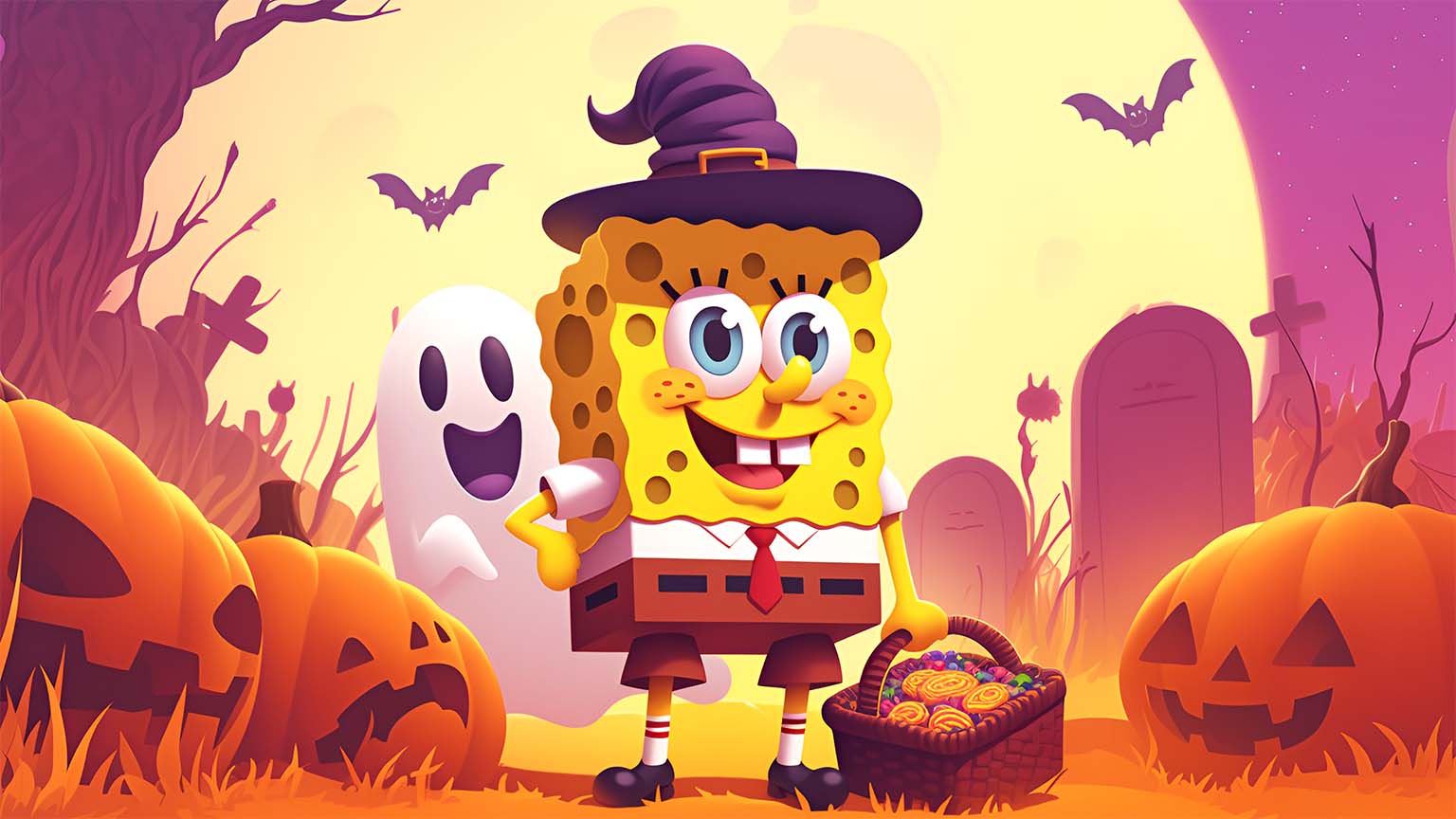 Funny SpongeBob Halloween Costume Desktop Wallpaper