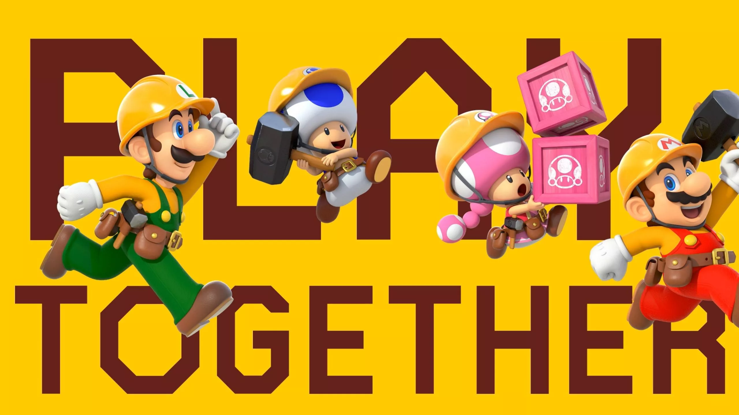 Super Mario Maker 2 Wallpaper 4K, Online games, Yellow background