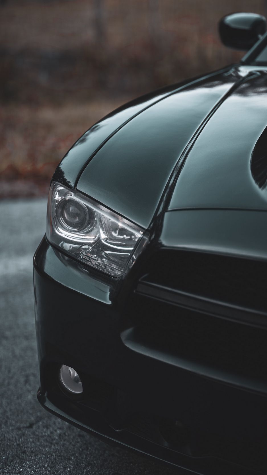 Download Wallpaper 938x1668 Dodge Charger, Car, Black, Headlight Iphone 8 7 6s 6 For Parallax HD Background