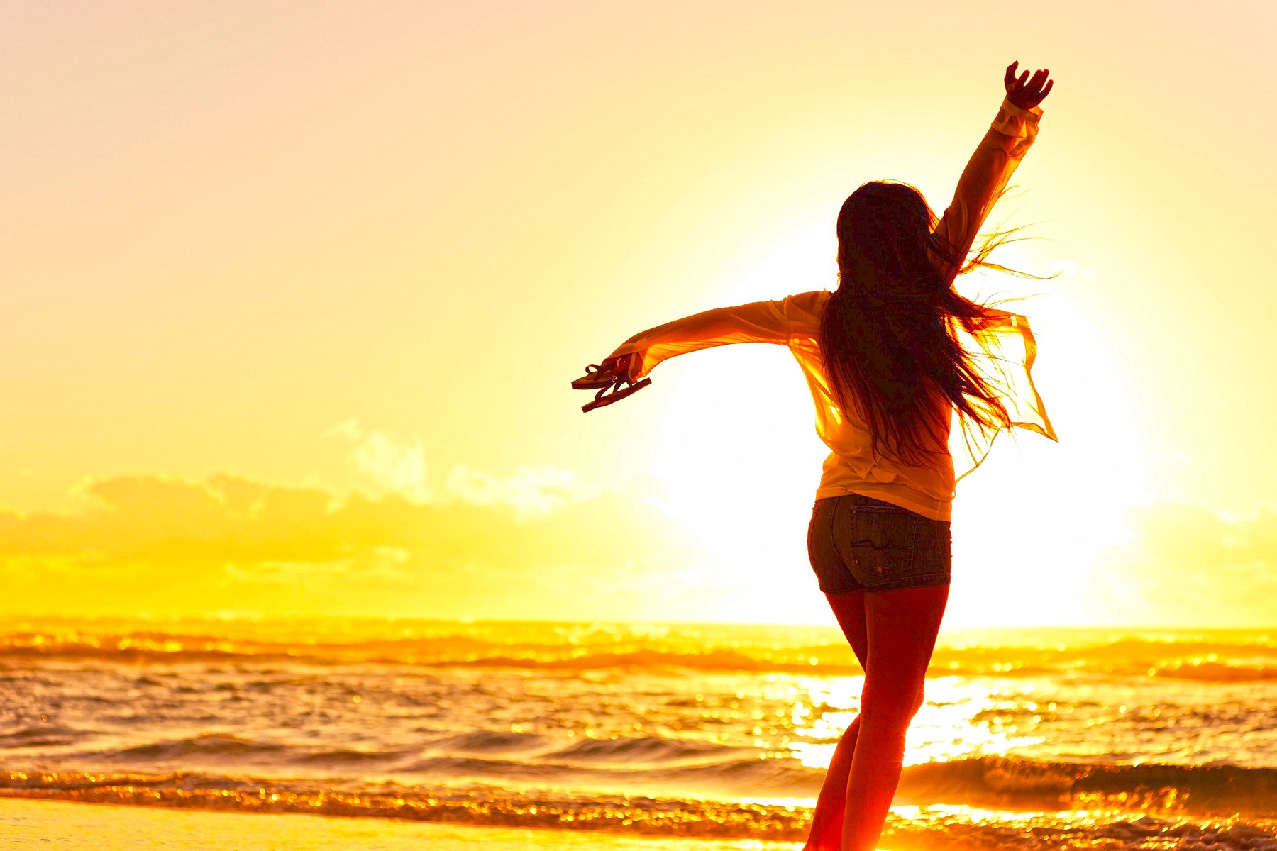 Girl on Sunset Beach HD Wallpaper 21867