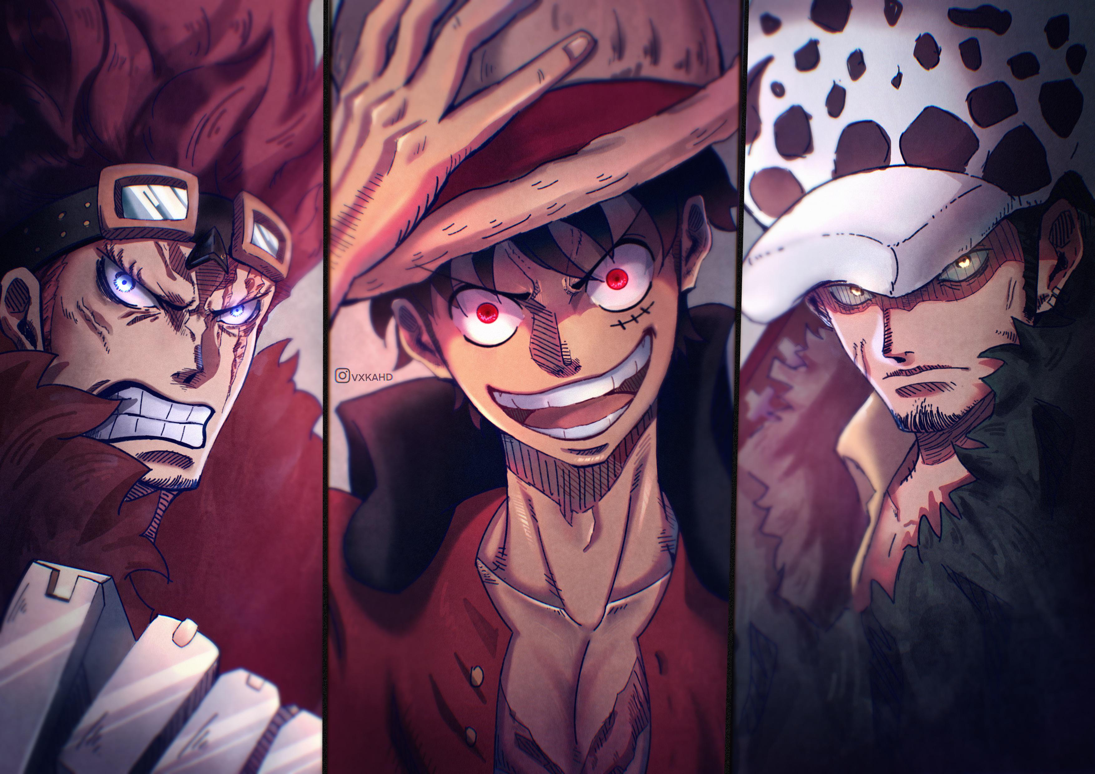 A redraw of Luffy, law and kid by me , whats your thoughts about it ?