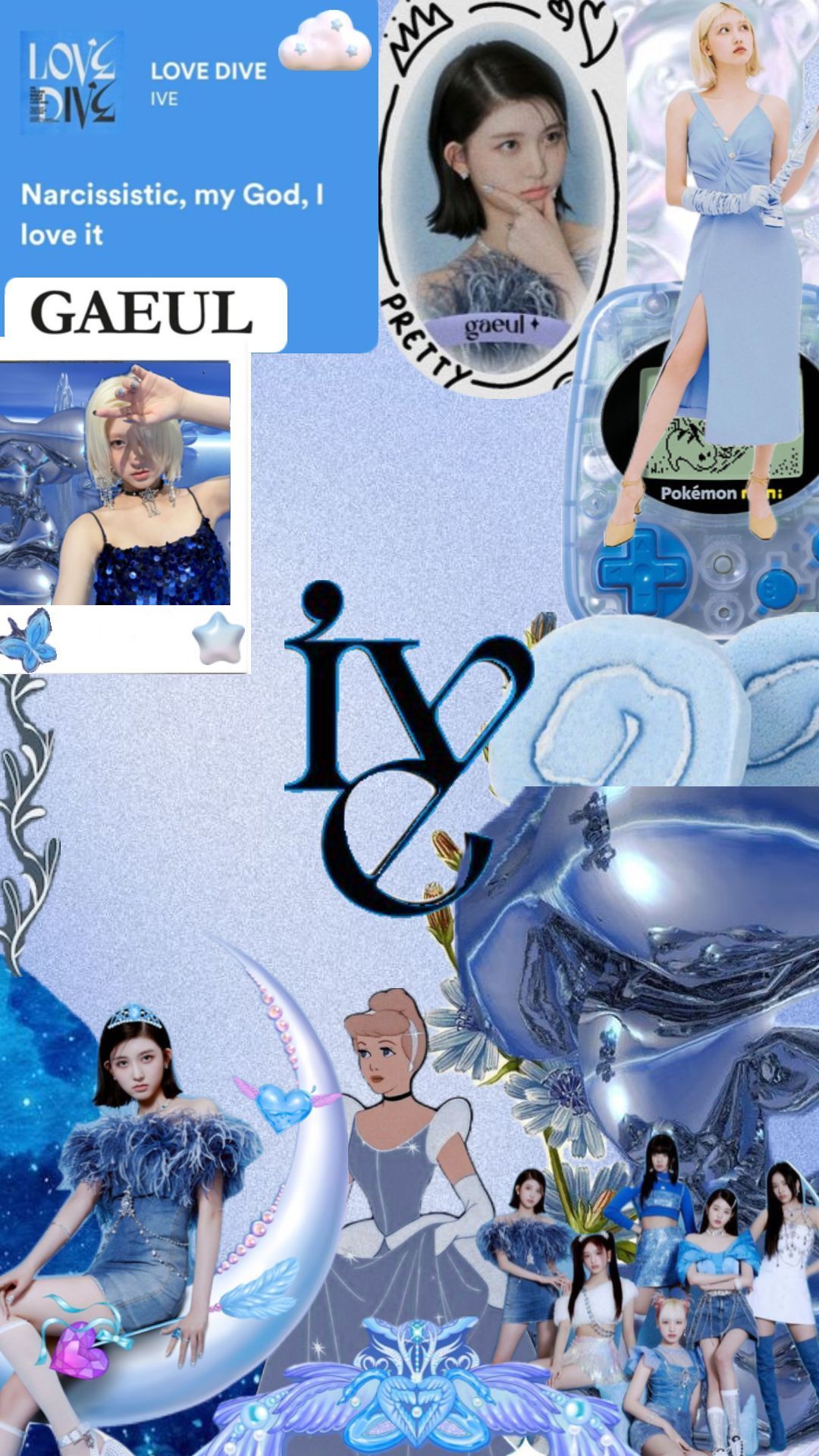 blue gaeul #ive #gaeul #ivegaeul #kpop #blue #lightblue #darkblue #art #aesthetic #background #wallpaper #cinderella