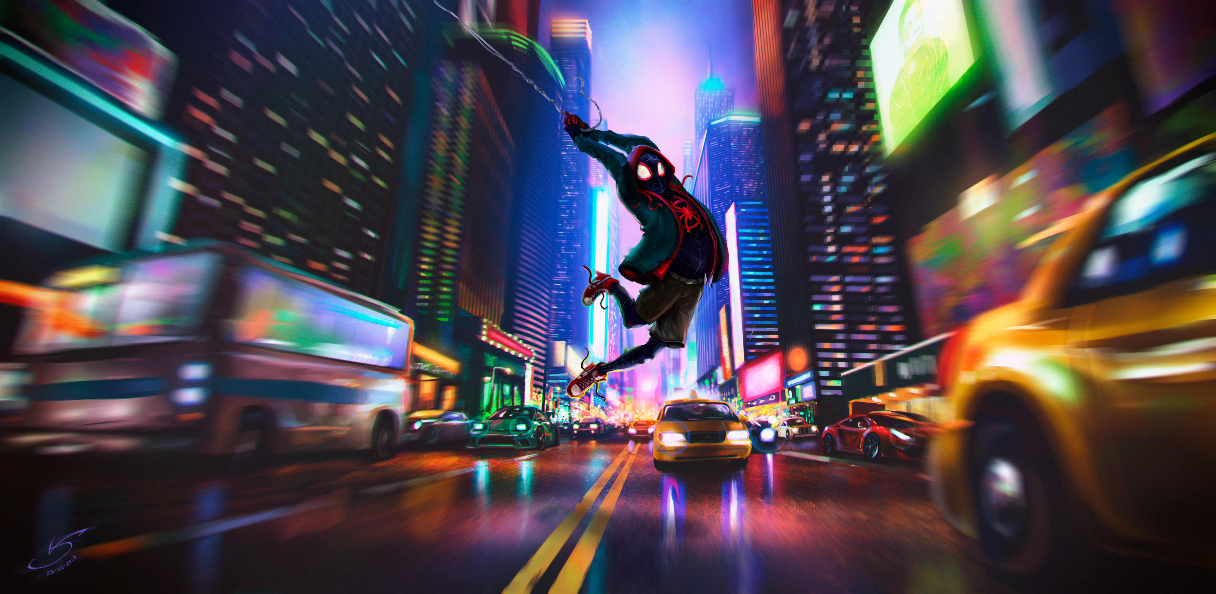 Miles Morales HD Wallpaper: Into The Spider Verse Action By Victor Sales