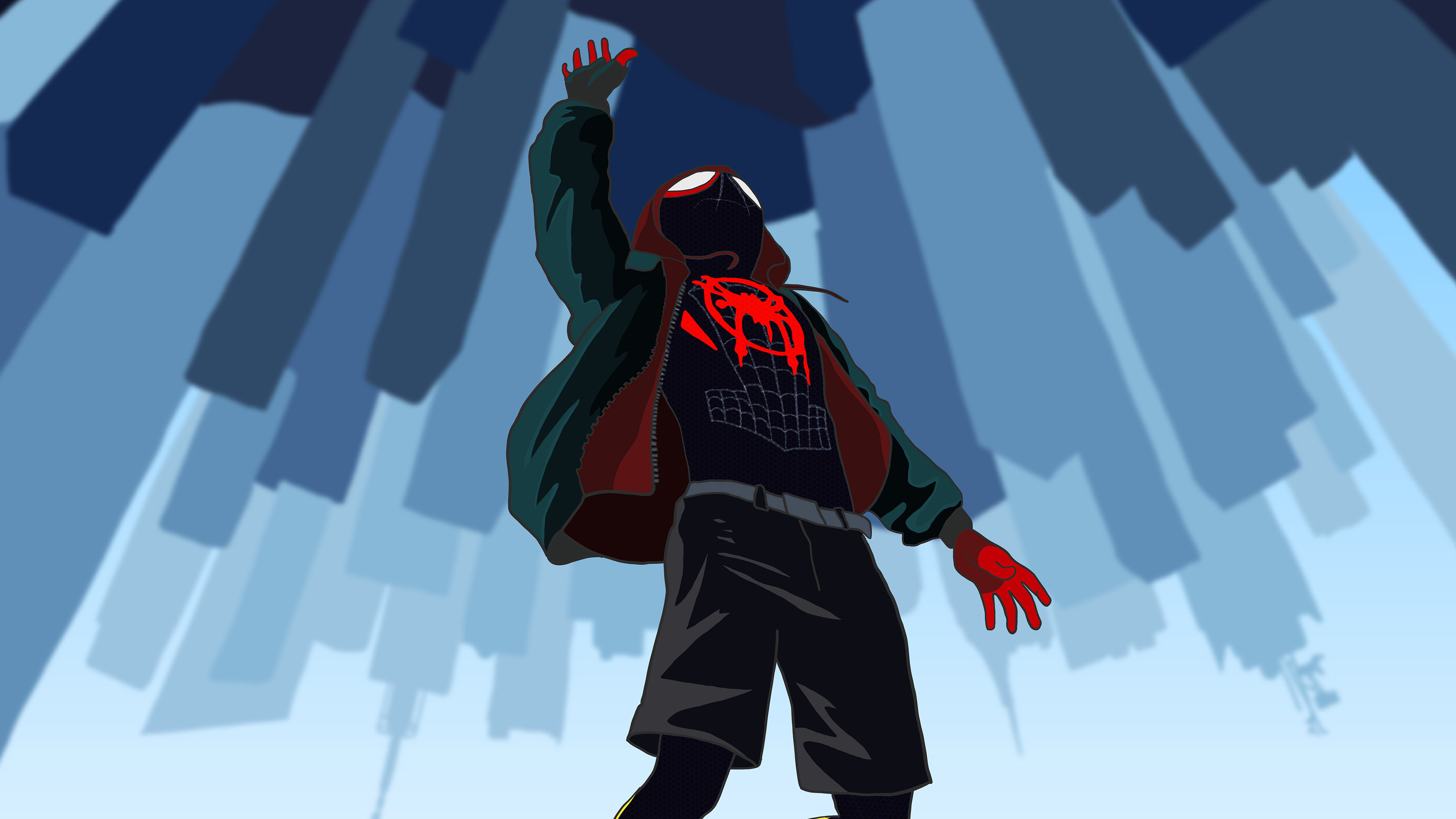 Wallpaper Spider Man, Miles Morales, Spiderman Into The Spider Verse, Superhero, Marvel Comics, Background Free Image