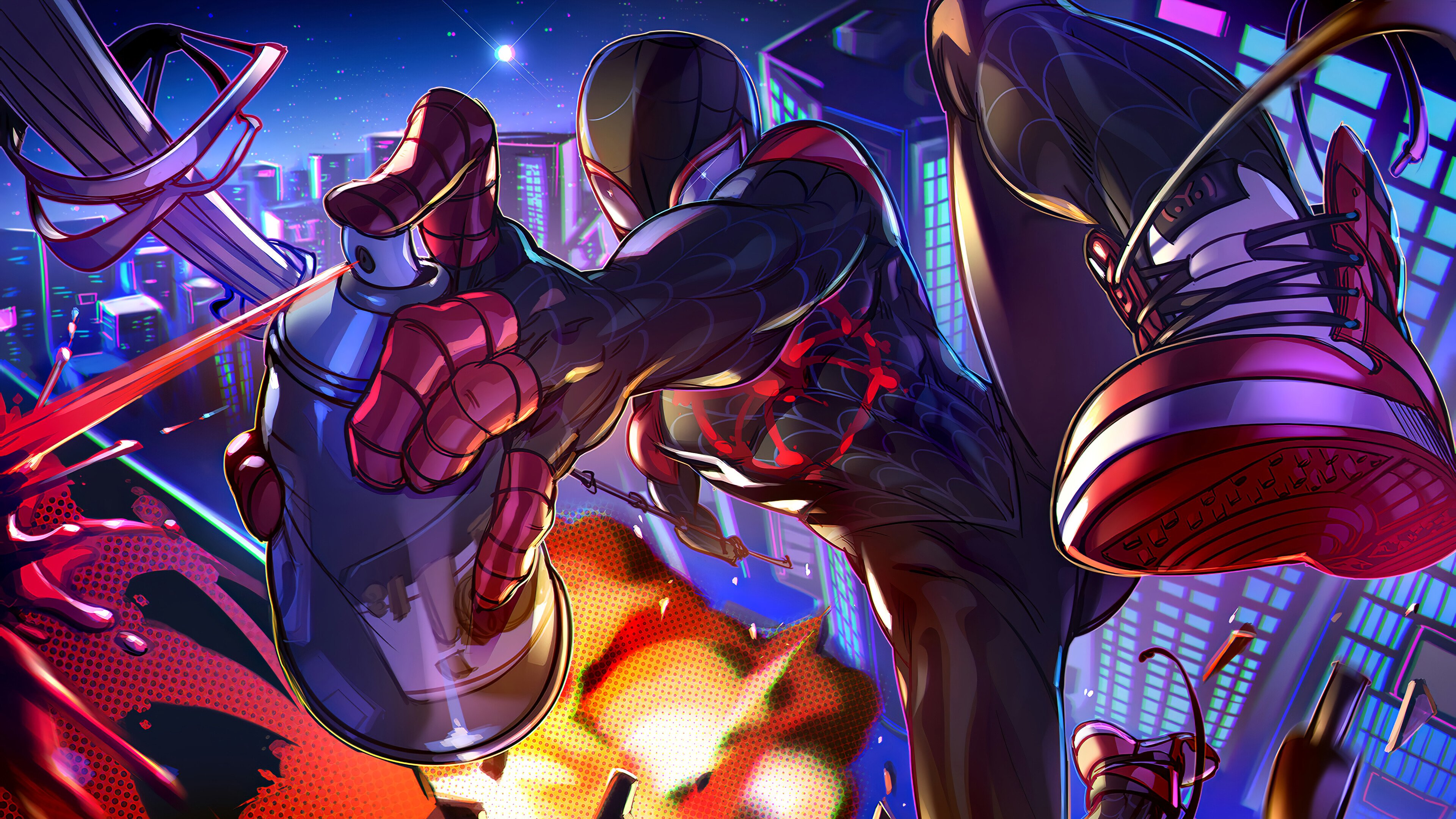 Miles Morales Spiderman into the spiderverse Fanart Wallpaper 4k for Desktop