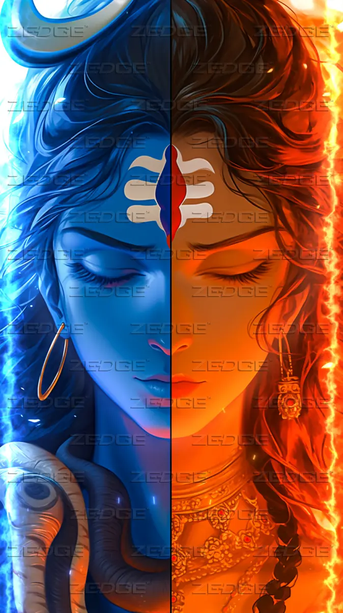 Shiva Parvati Neon Frame wallpaper by Gods & Goddess Trinity