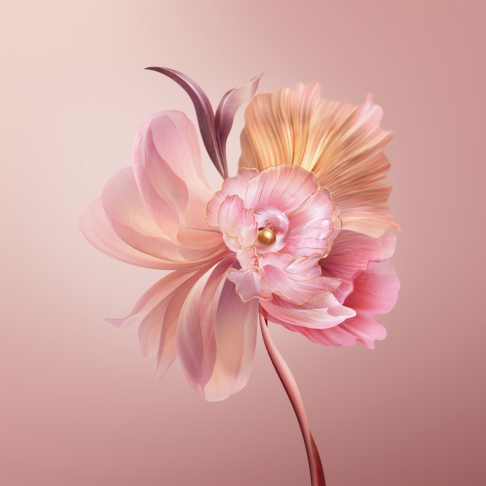 Abstract flower Wallpaper 4K, Pastel red, Floral, Pink, Honor