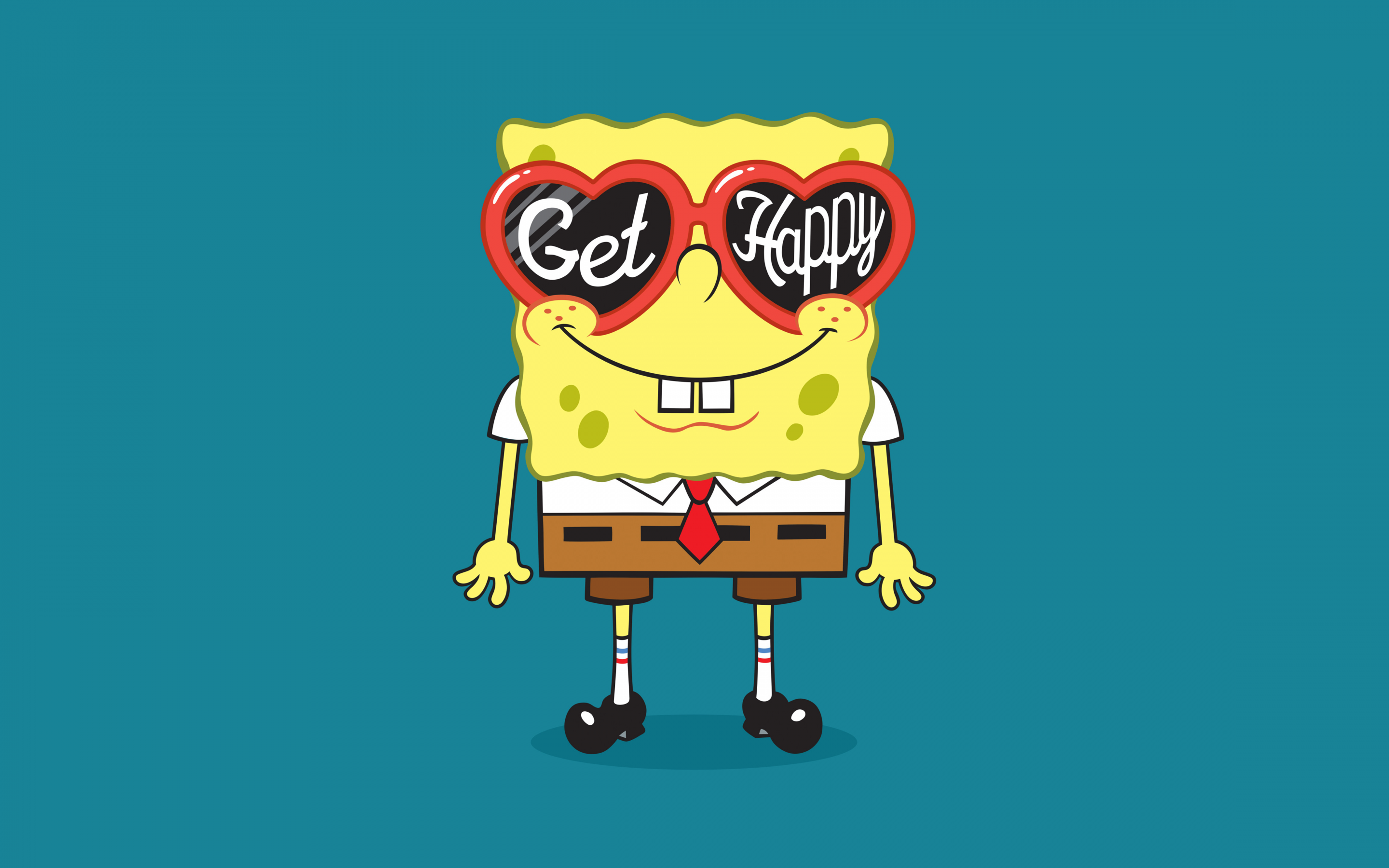 SpongeBob Wallpaper 4K, Get Happy, smiley face