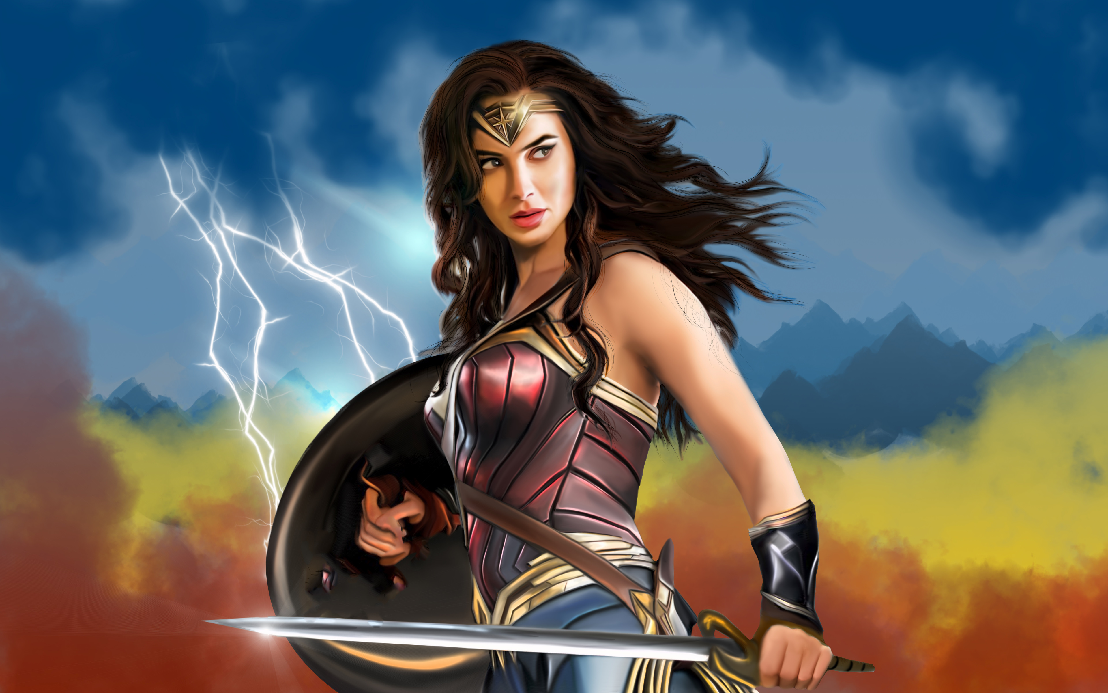 Wallpaper Gal Gadot, Wonder Woman, Wonder Woman 1984, Fan Art, Art, Background Free Image