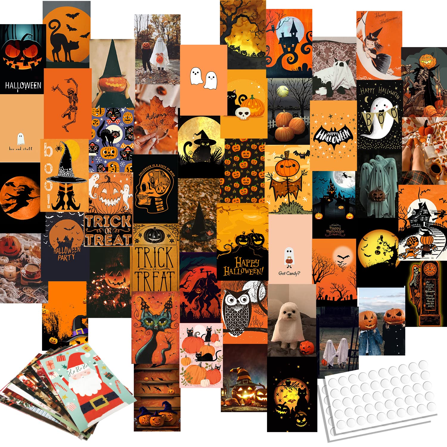 Halloween & Christmas Double Print Poster Picture Fall Autumn Wall Decor Aesthetic 50 PCS 4''x6'' Wall Collage Kit Room Decorations Preppy Bedroom Aesthetic: Posters & Prints