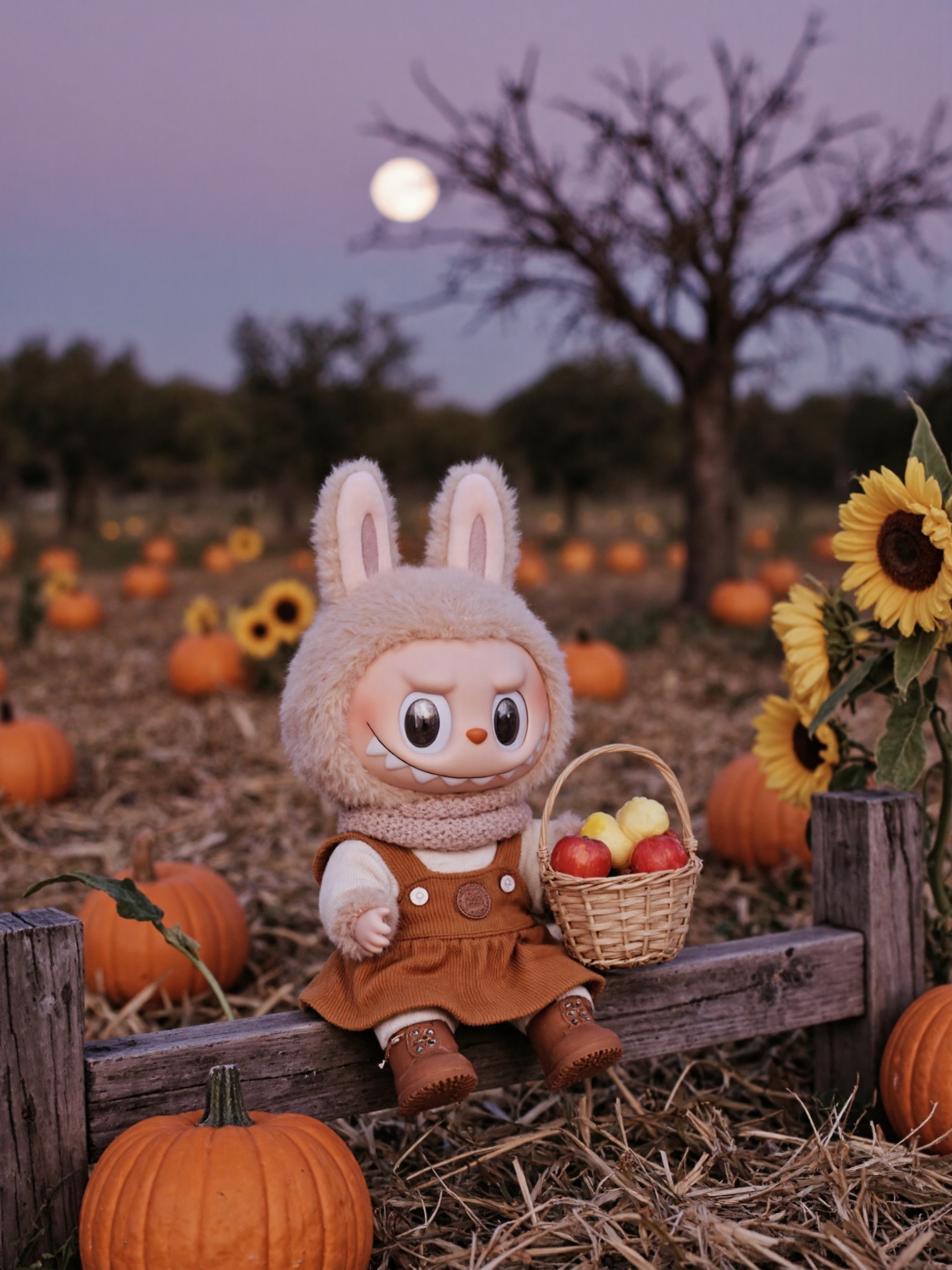 Labubu Harvest Moon Solitude Wallpaper 4K Wallpaper