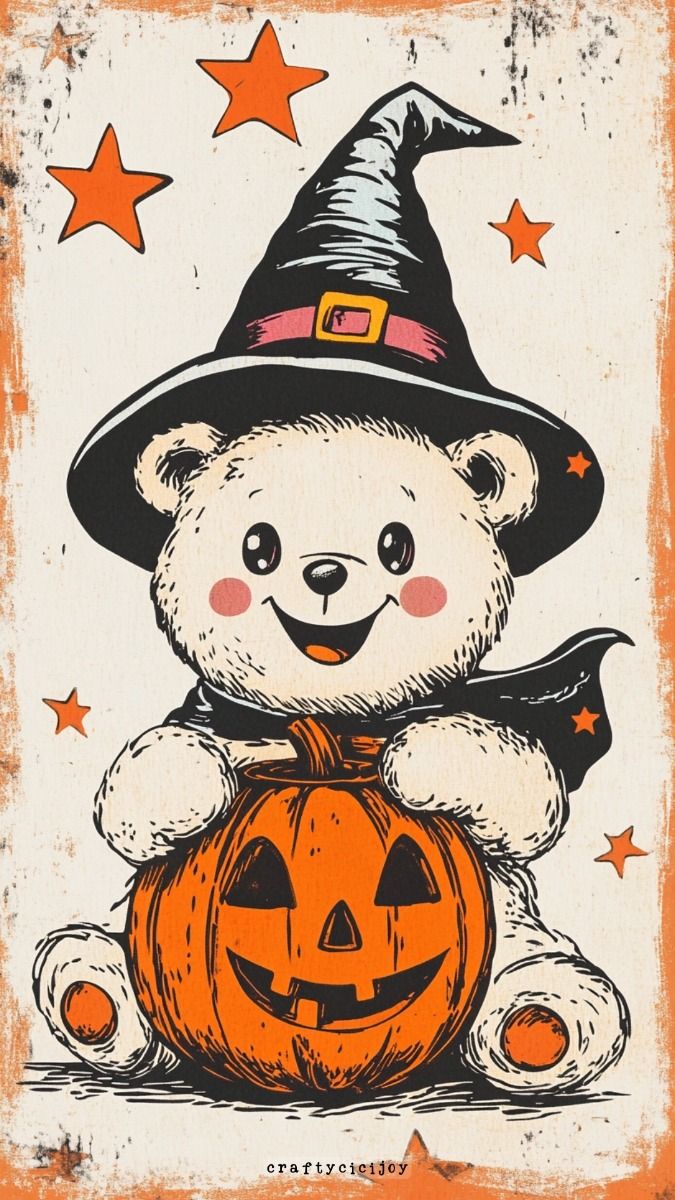 Halloween Teddy Bear Wallpaper: Cute & Spooky Fun for Your Phone!