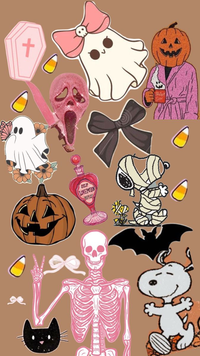 aesthetic #pumpkins #bows #candycorn #pinkskulls