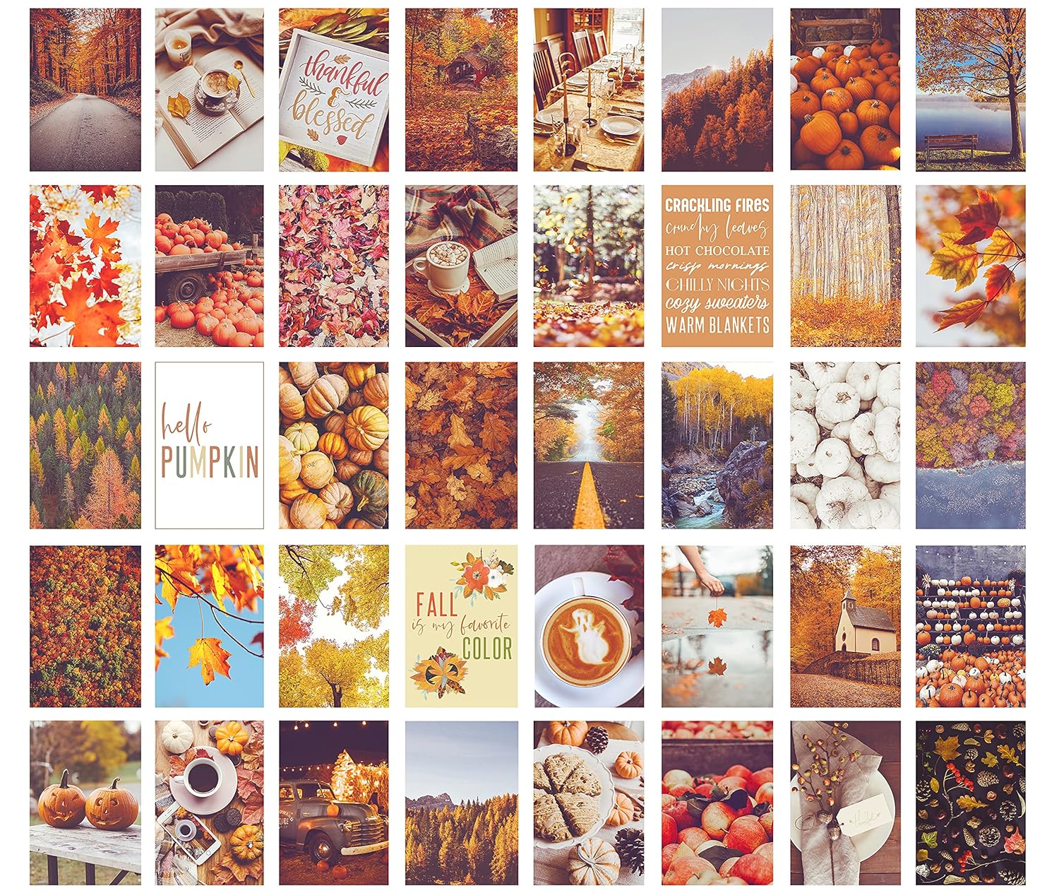Vintage Autumn Fall Halloween Wall Collage Kit