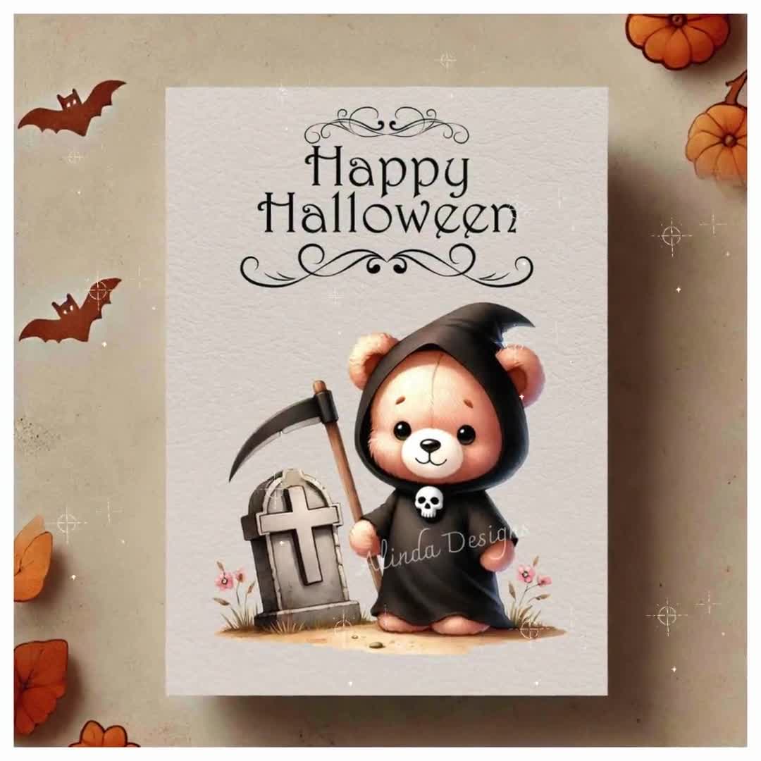 Spooky Halloween Teddy Bear Clipart: PNG Bundle (digital Download)