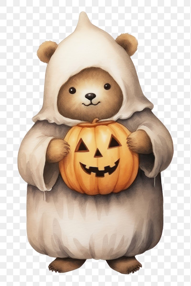 Bear Hugging Halloween Pumpkin Image Wallpaper