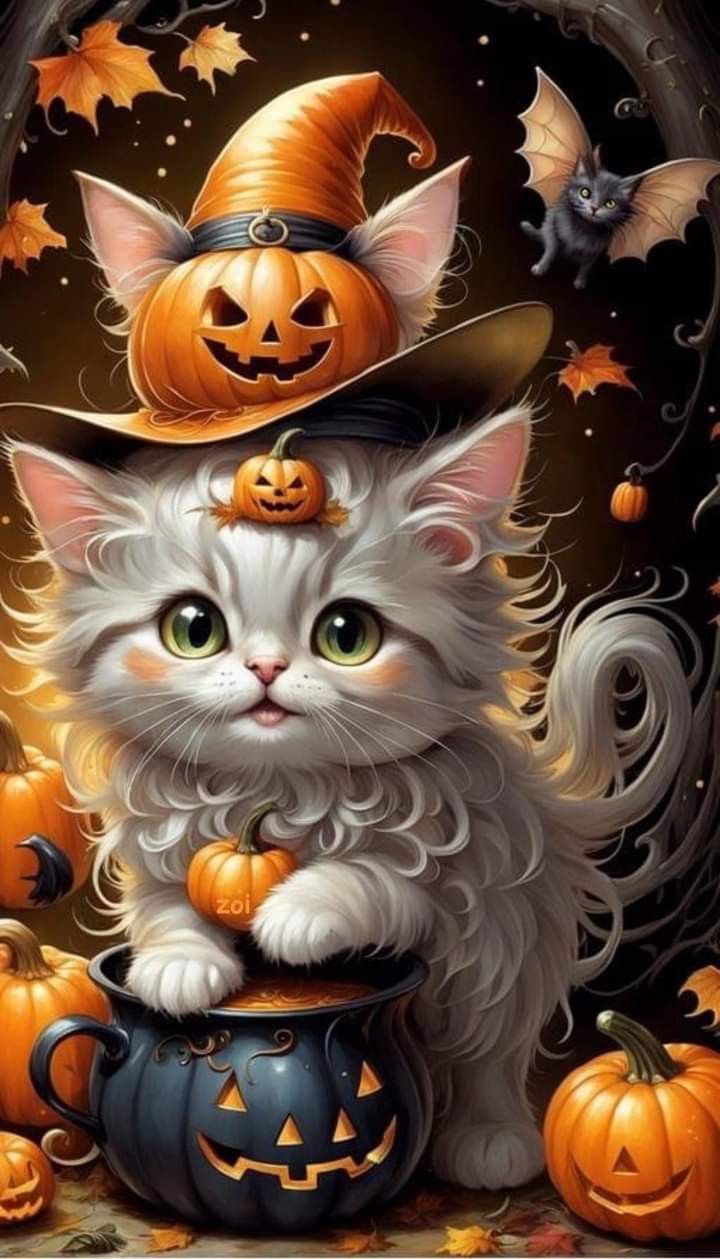 Cute Halloween Cat Illustration