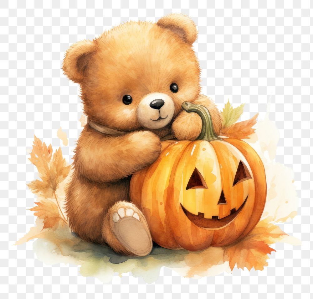 Bear Hugging Halloween Pumpkin Image Wallpaper