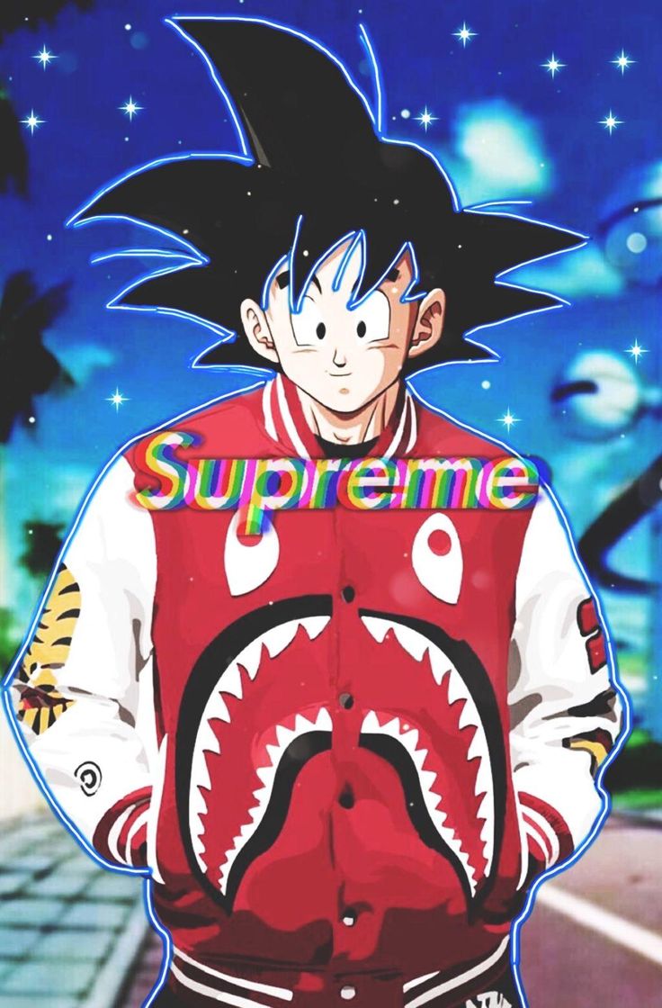 Cool Goku Supreme Wallpaper Goku Transportive Wear Supreme Poster